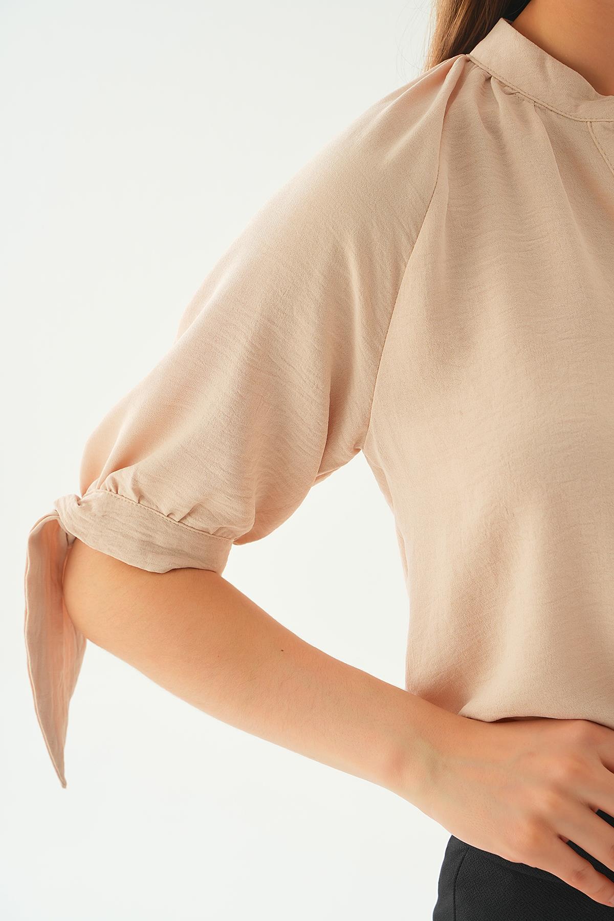 6743A Fakir Kol Bağlamalı Gömlek Bej - 6