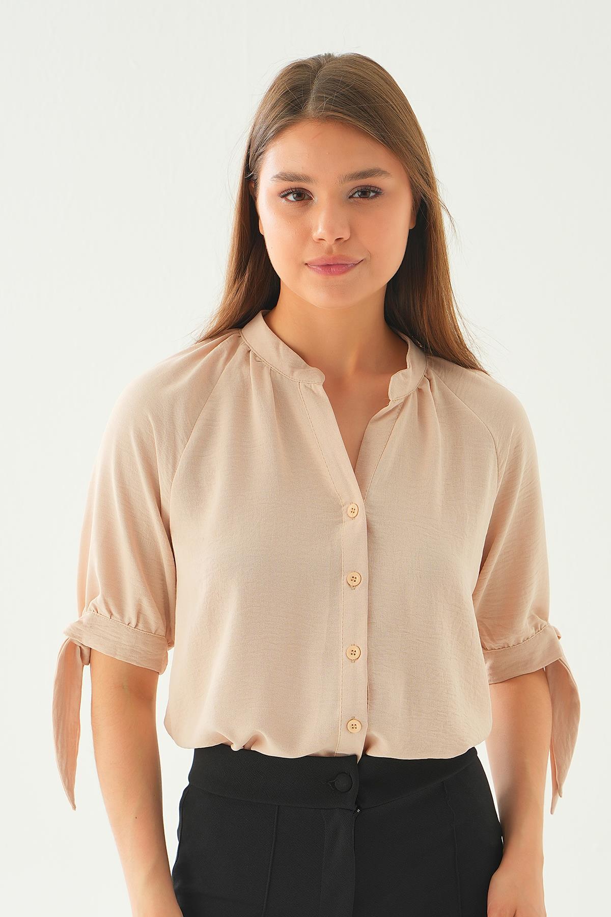 Bej Fakir Kol Bağlamalı Gömlek 6743A - 1