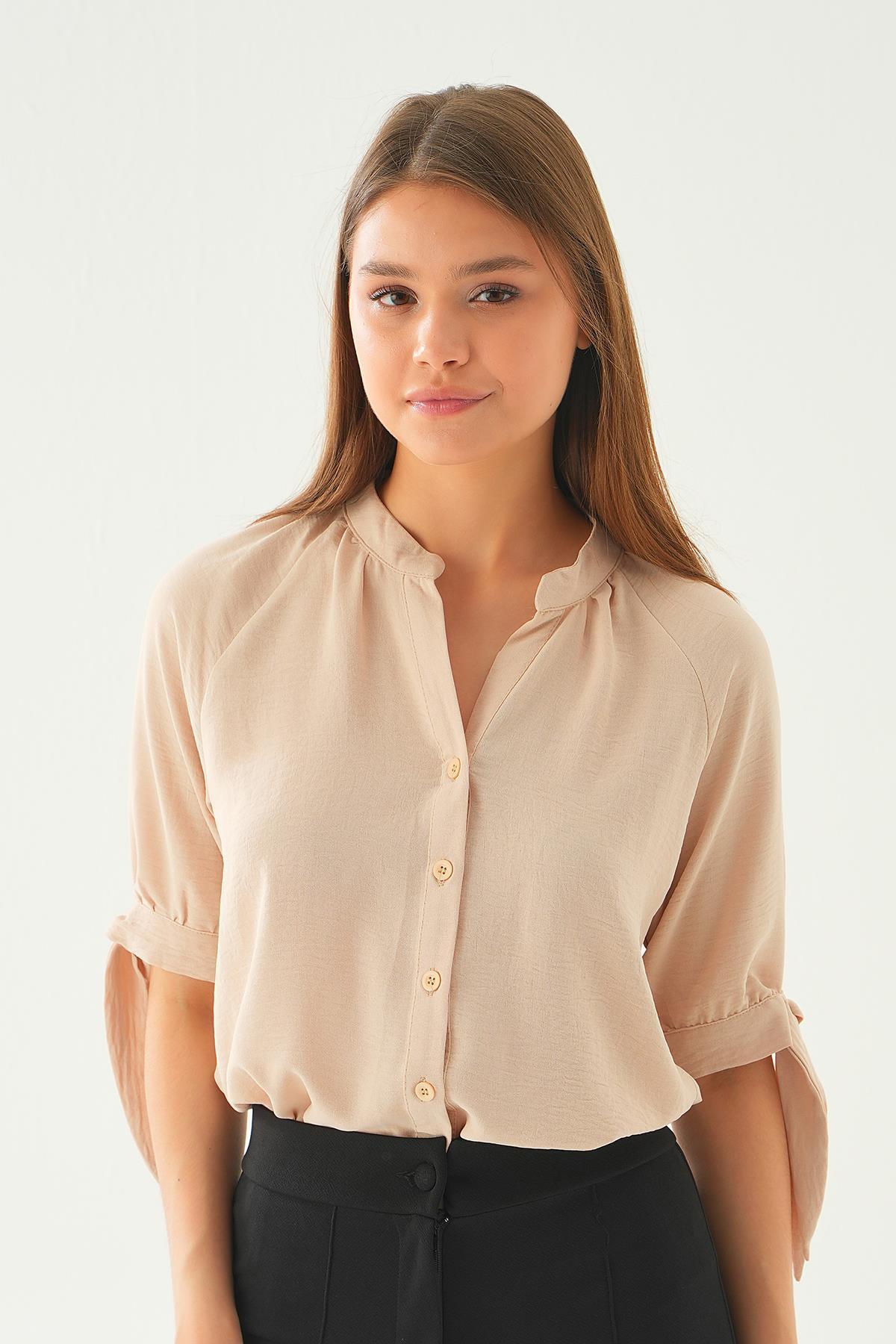 Bej Fakir Kol Bağlamalı Gömlek 6743A - 3