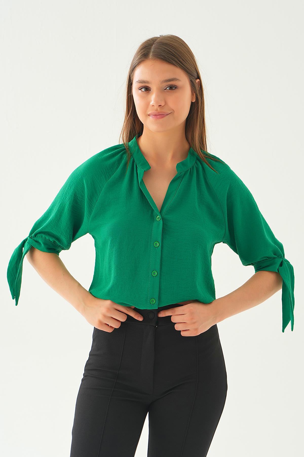 6743A Fakir Kol Bağlamalı Gömlek Benetton Yeşili 