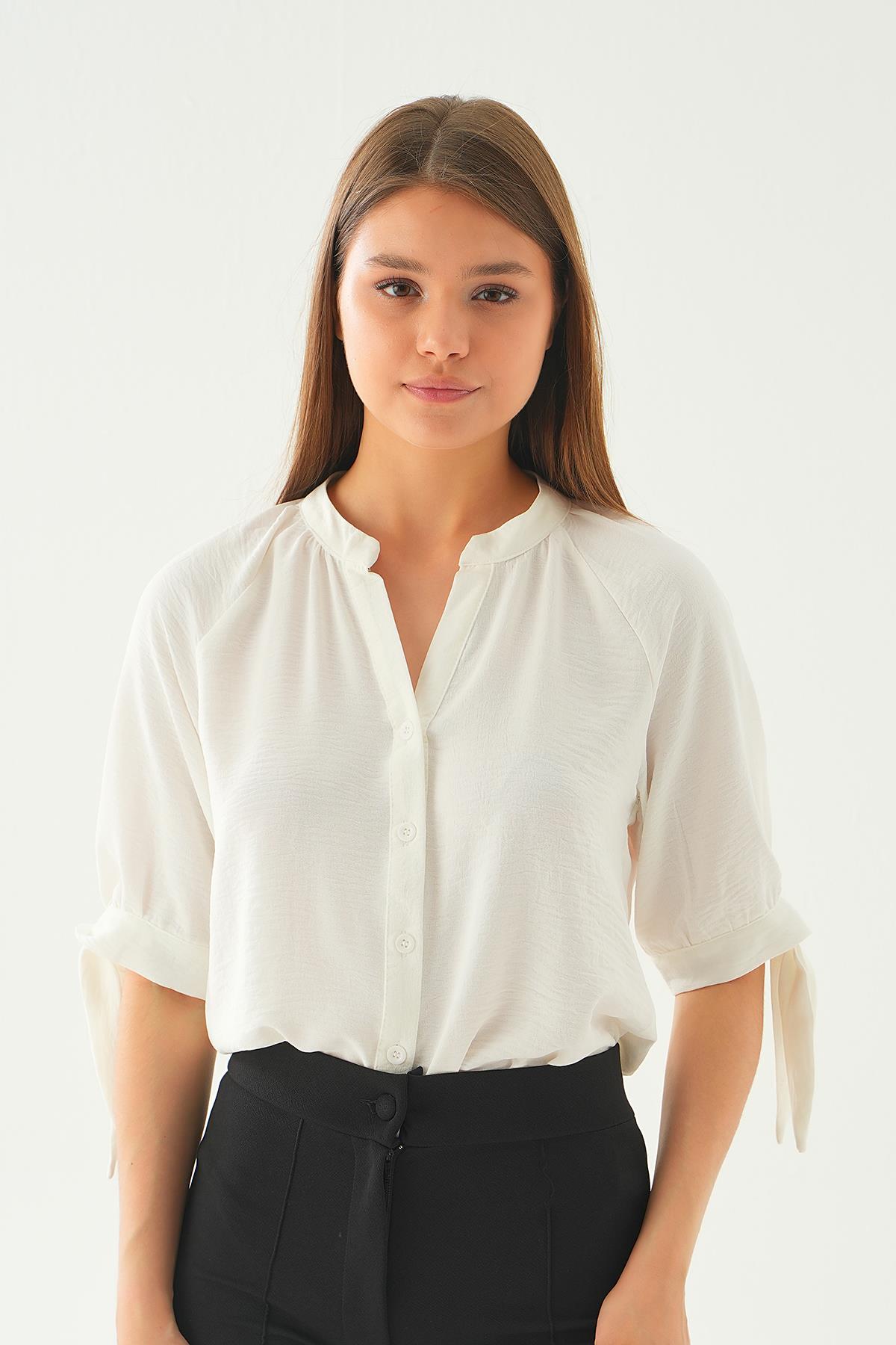 6743A Fakir Kol Bağlamalı Gömlek Ekru - 6