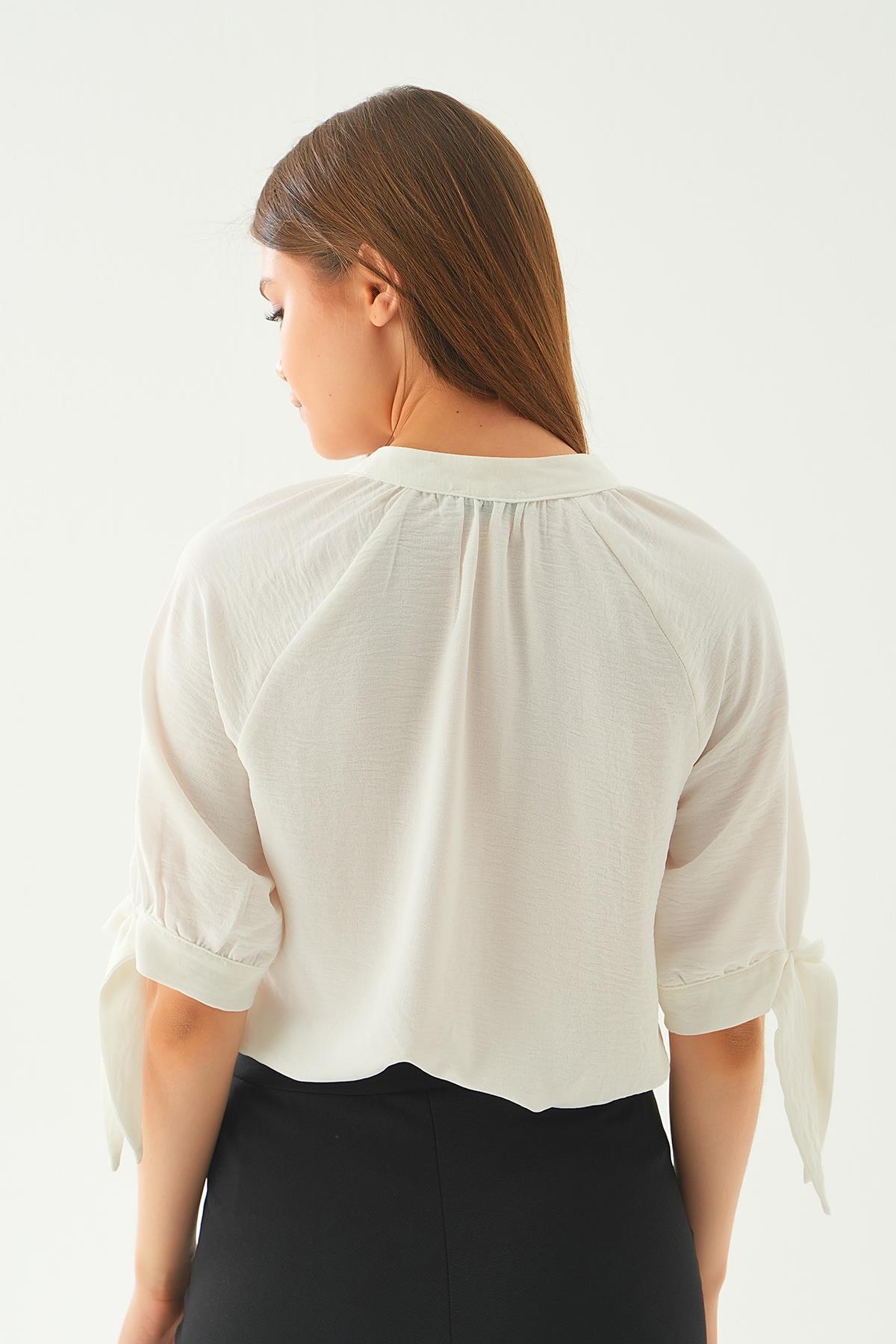 6743A Fakir Kol Bağlamalı Gömlek Ekru - 4