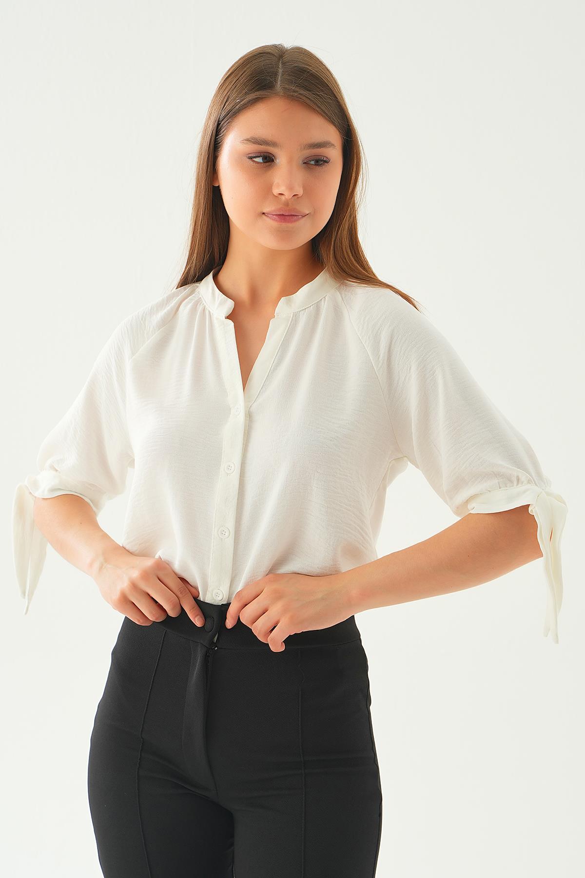 Ekru Fakir Kol Bağlamalı Gömlek 6743A - 2