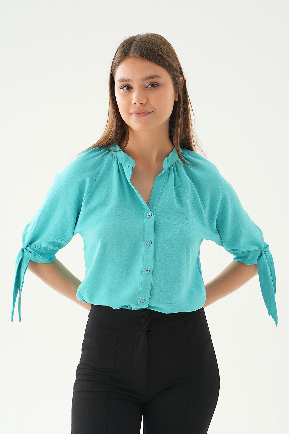 Turkuaz Fakir Kol Bağlamalı Gömlek 6743A - 2