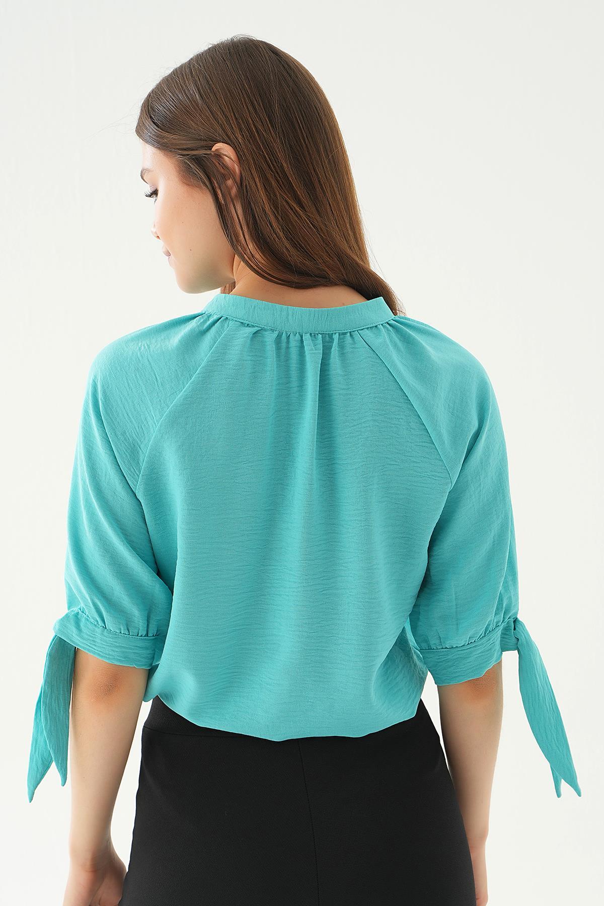 Turkuaz Fakir Kol Bağlamalı Gömlek 6743A - 5