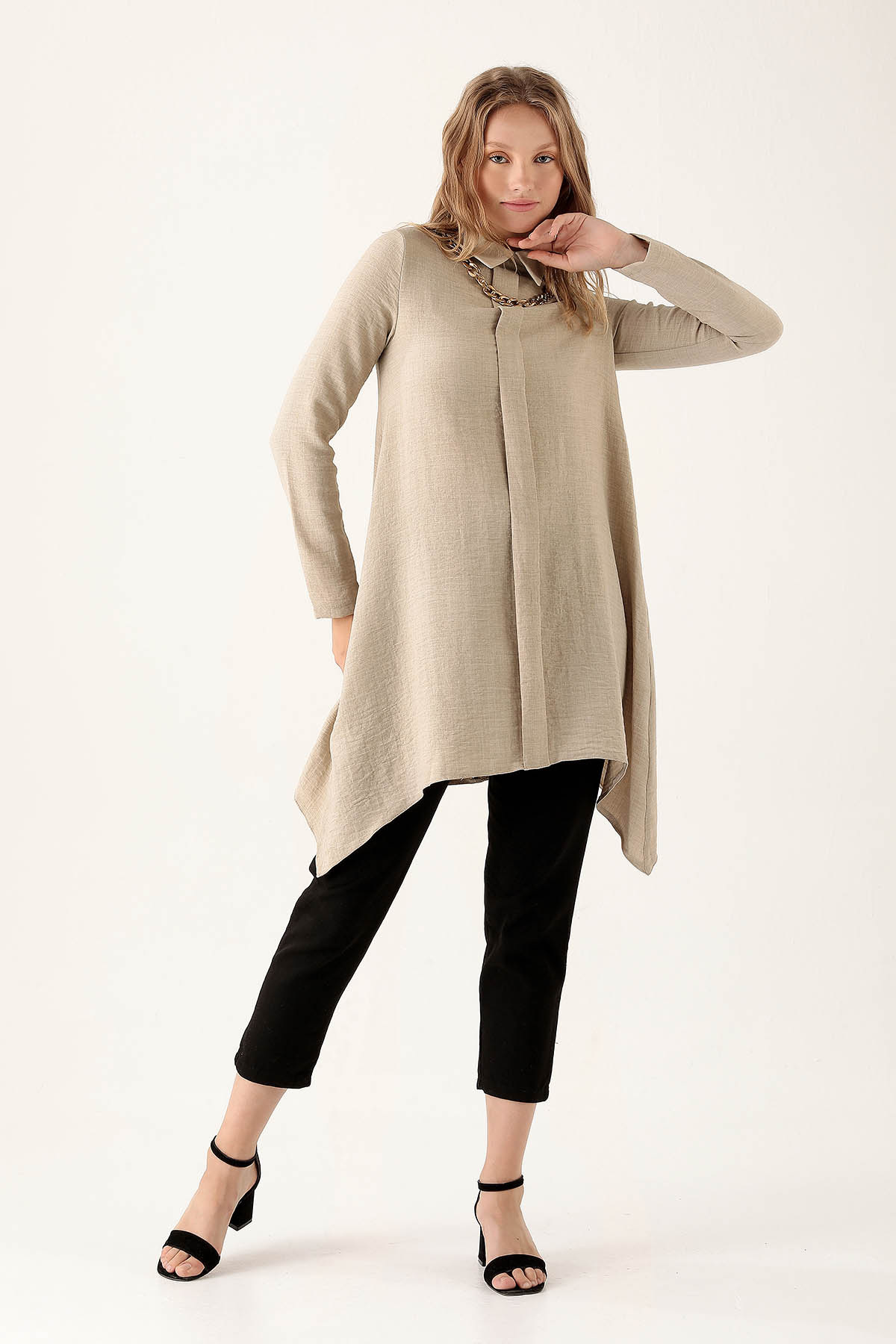 Bej Kolye Detay Tunik 6748A - 3
