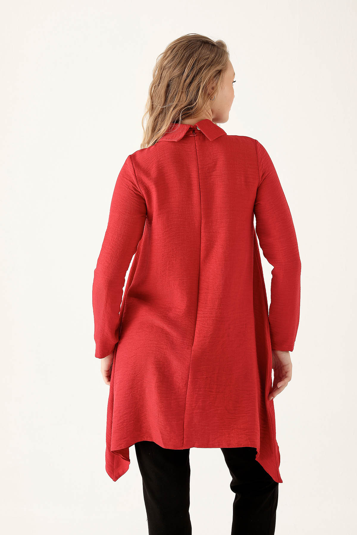 6748A Kolye Detay Tunik Kırmızı - 6