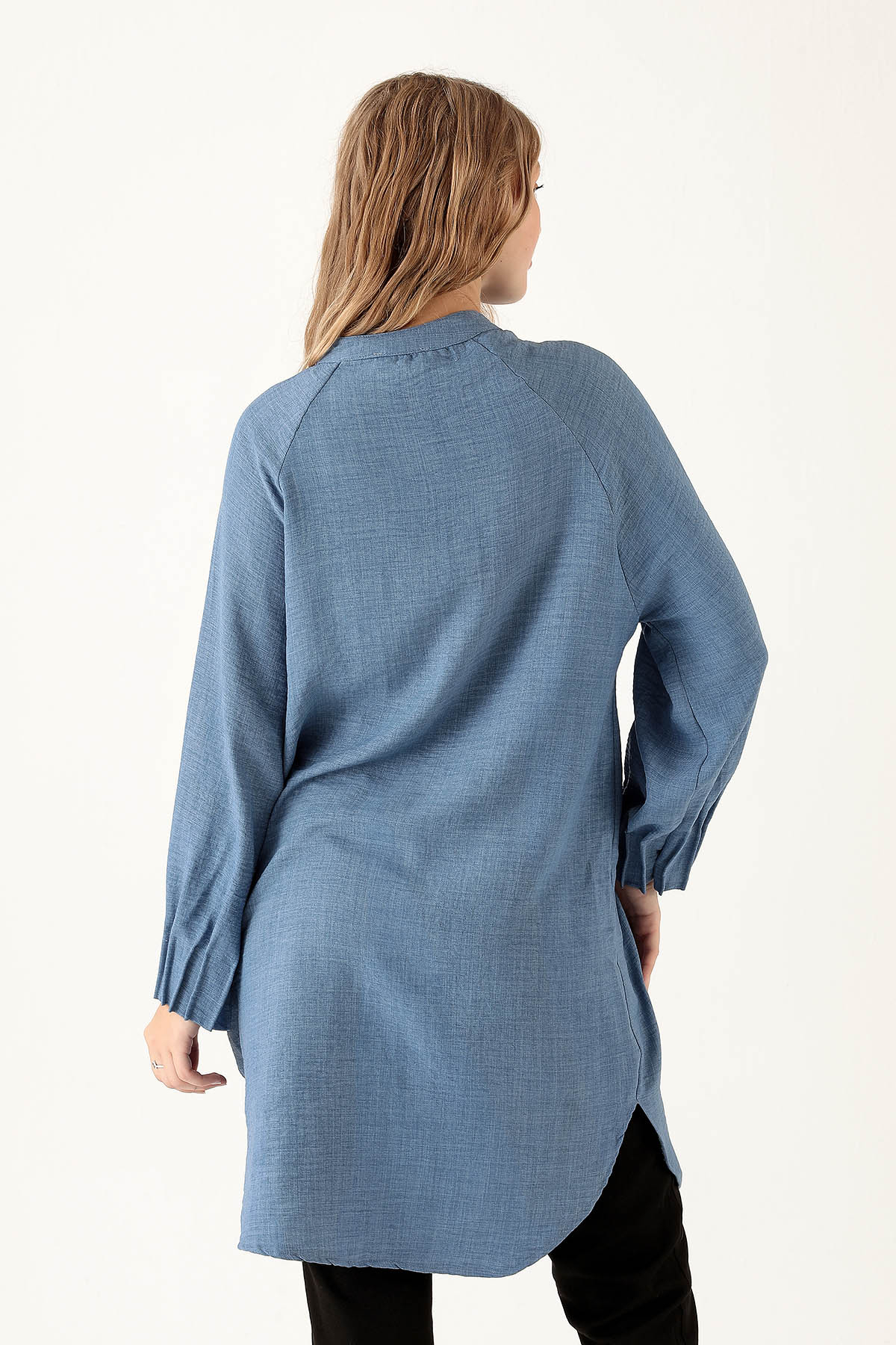 6749A Kol Drapeli Tunik İndigo - 5