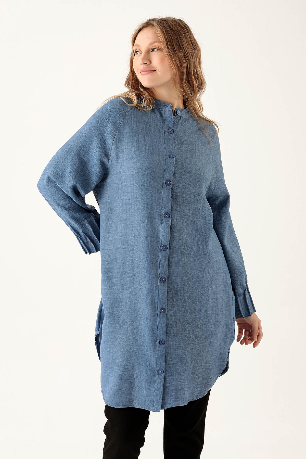 İndigo Kol Drapeli Tunik 6749A - 2