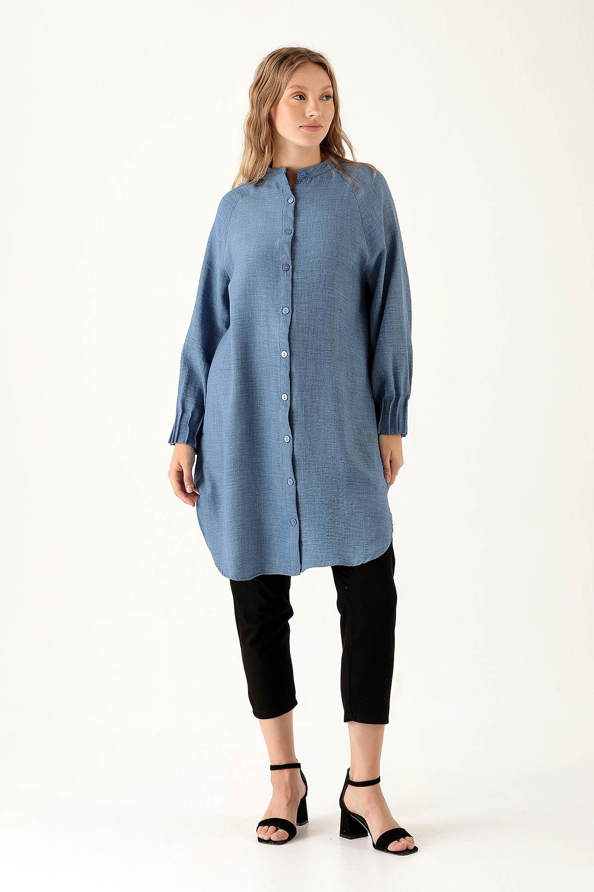 İndigo Kol Drapeli Tunik 6749A - 3