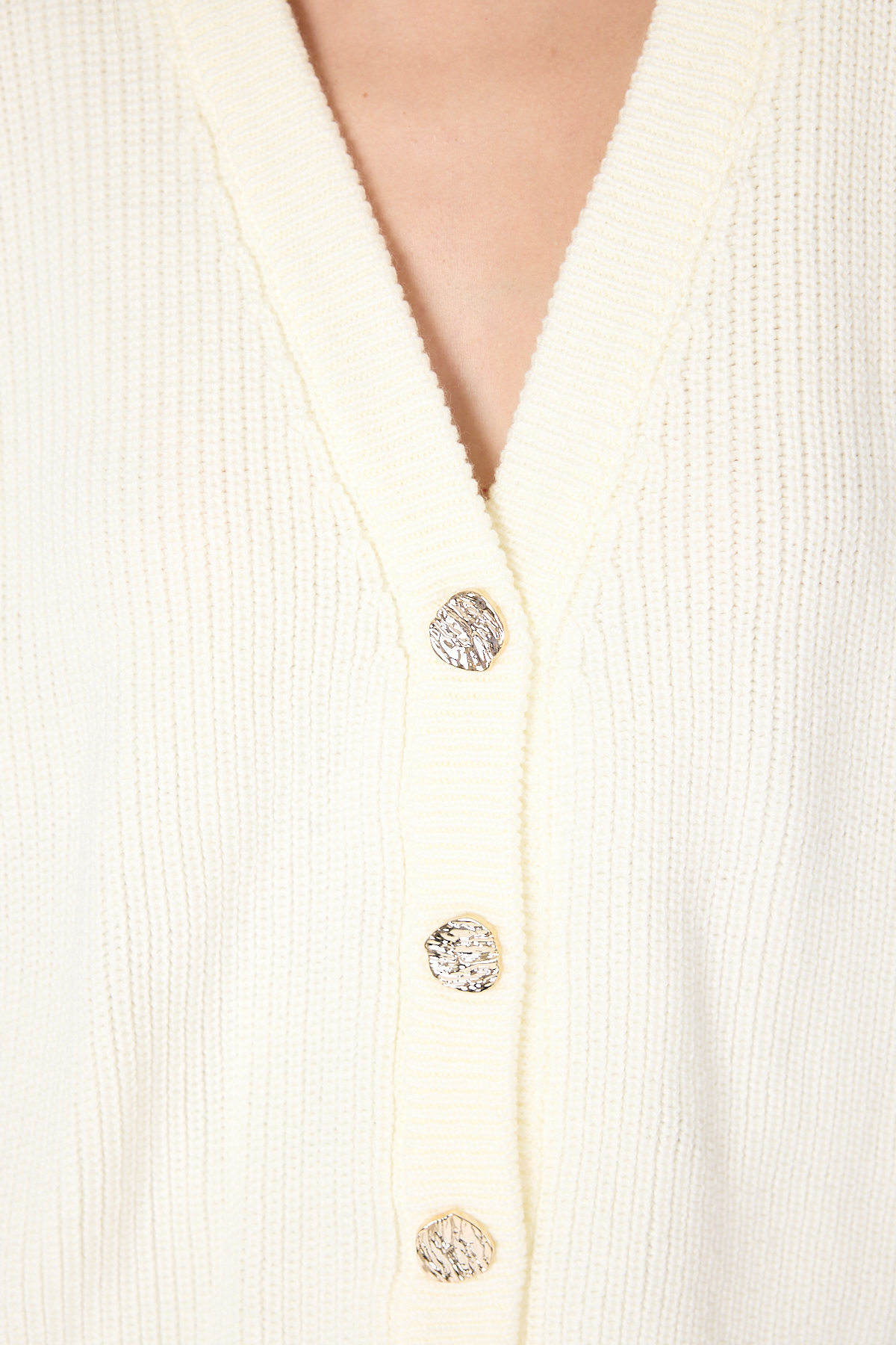 Kemik V Yaka Düğmeli Örme Kadın Hırka 6765 - RAYS