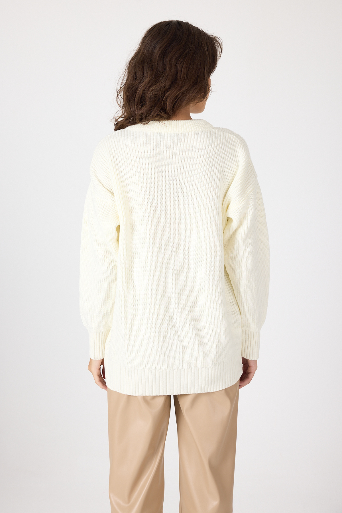 Kemik V Yaka Düğmeli Örme Kadın Hırka 6765 - 5