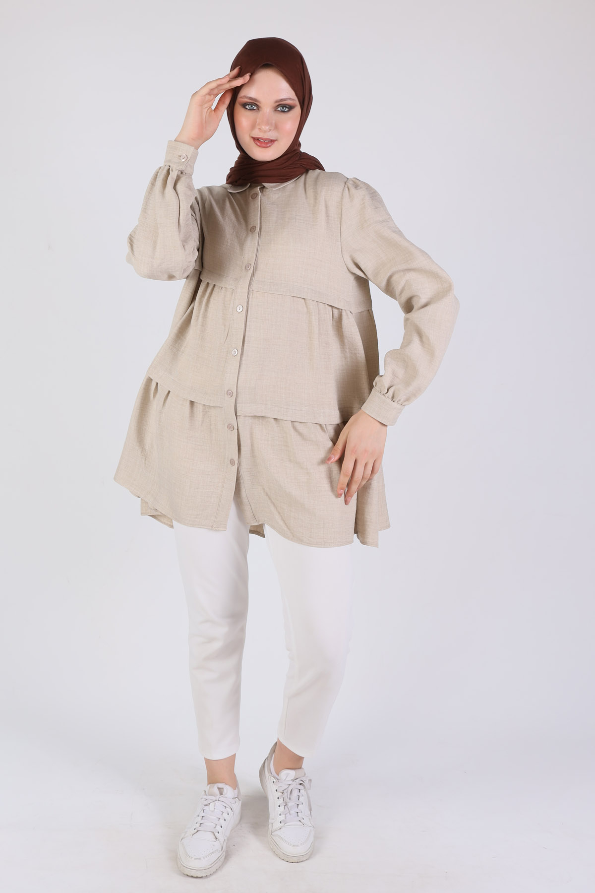 Bej Kat Kat Detay Tunik 6765A - 3