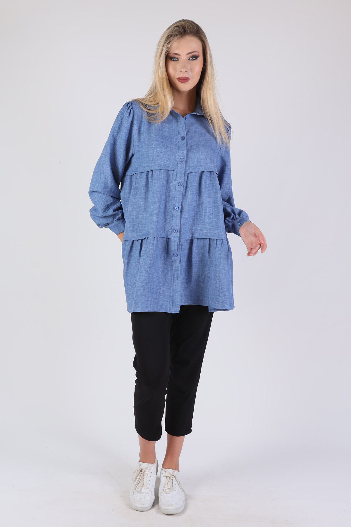 6765A Kat Kat Detay Tunik İndigo - 1