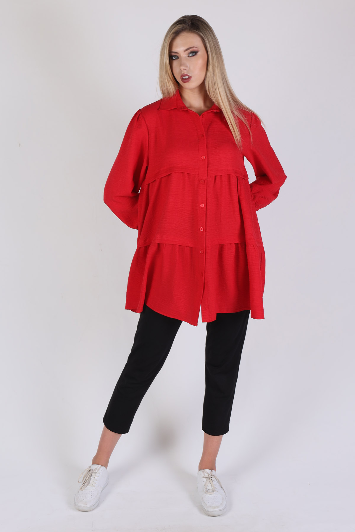 Kırmızı Kat Kat Detay Tunik 6765A - 1