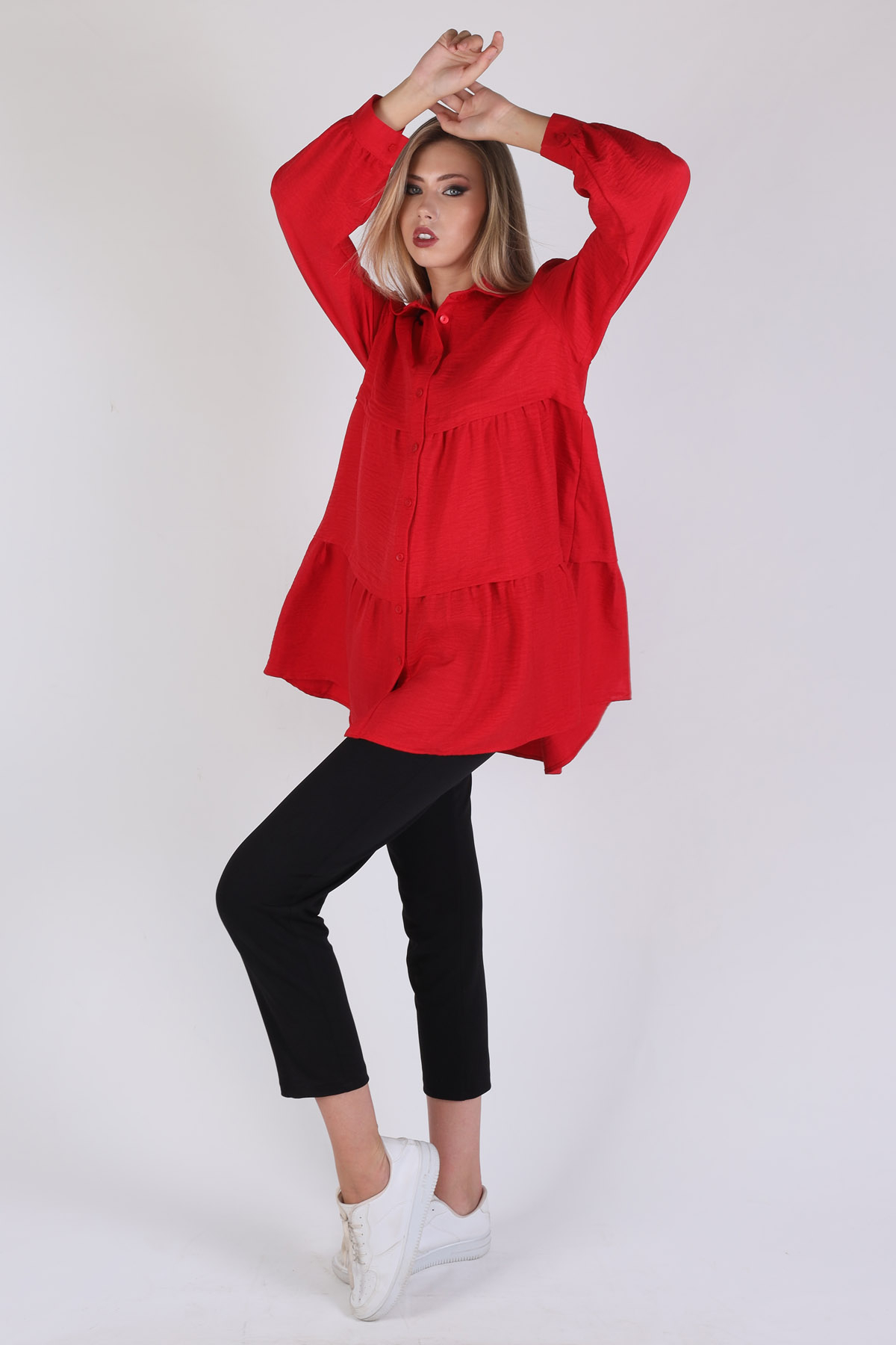 Kırmızı Kat Kat Detay Tunik 6765A - 3