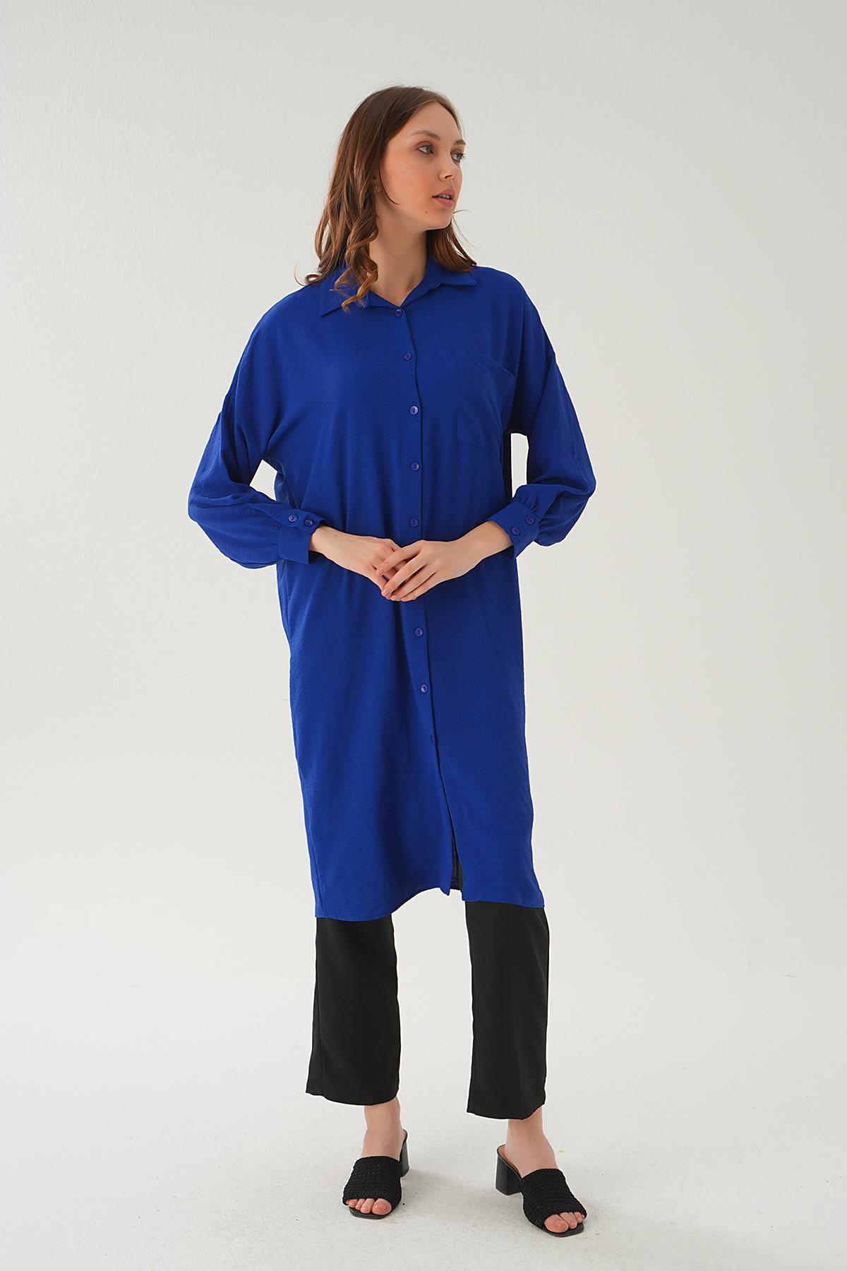 Saks Cep Detay Uzun Tunik 6773-1 - 2