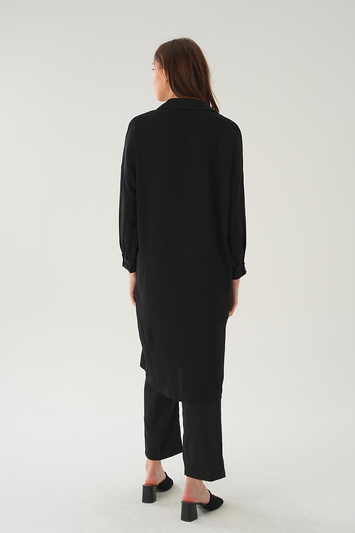 Siyah Cep Detay Uzun Tunik 6773-1 - 4