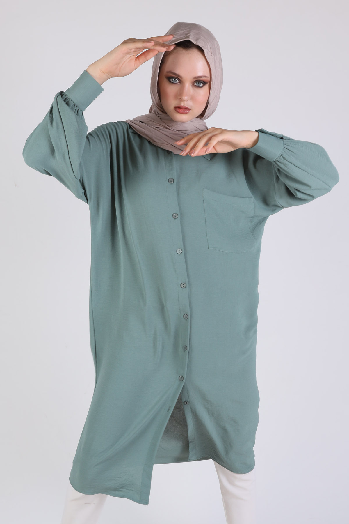 6773A Balon Kol Uzun Tunik Çağla - 3