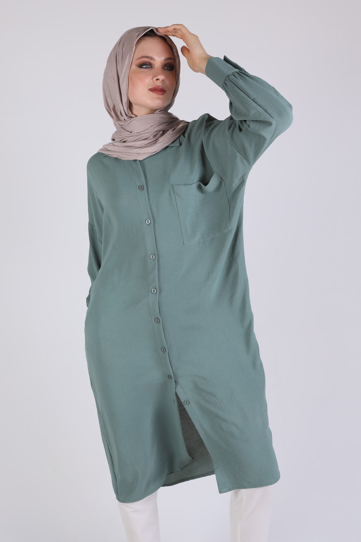 Çağla Balon Kol Uzun Tunik 6773A - 2