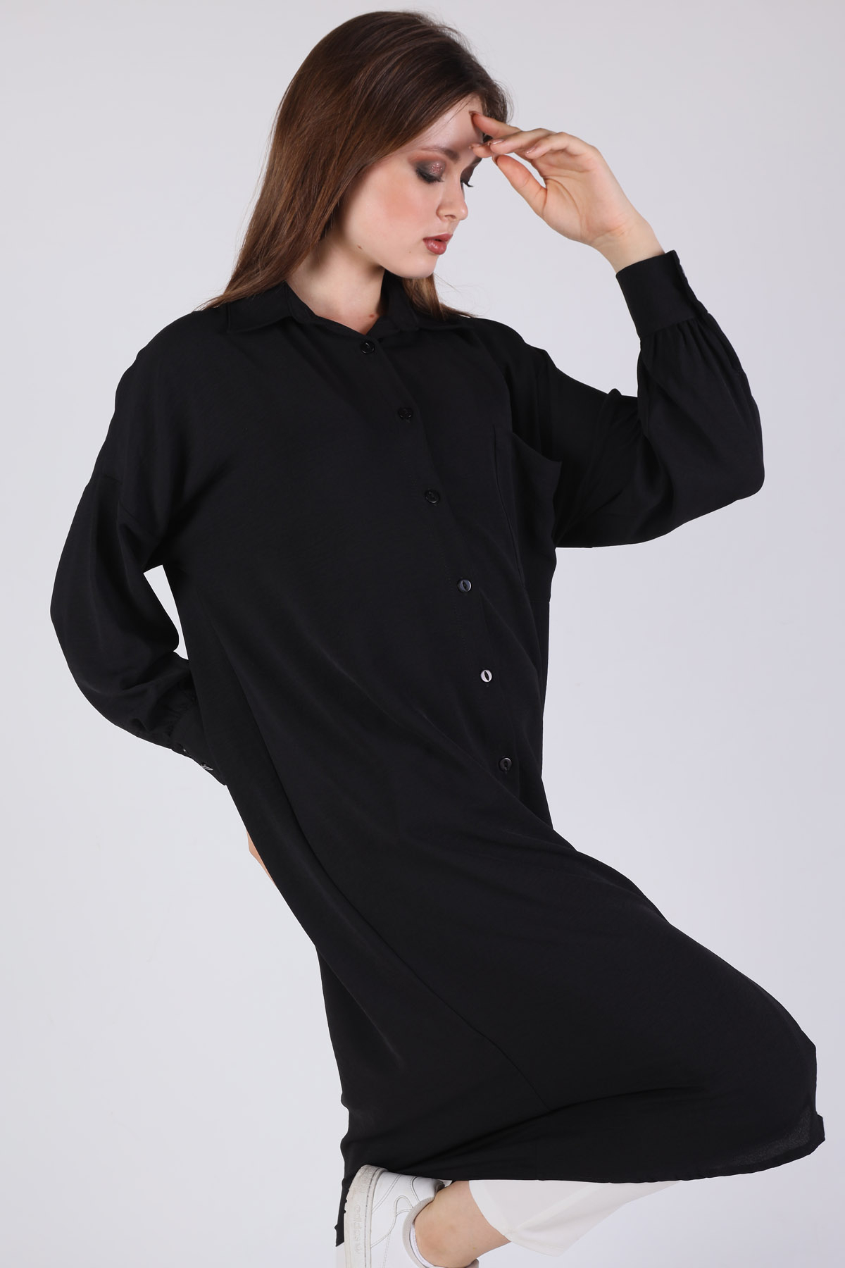 Siyah Balon Kol Uzun Tunik 6773A - 2