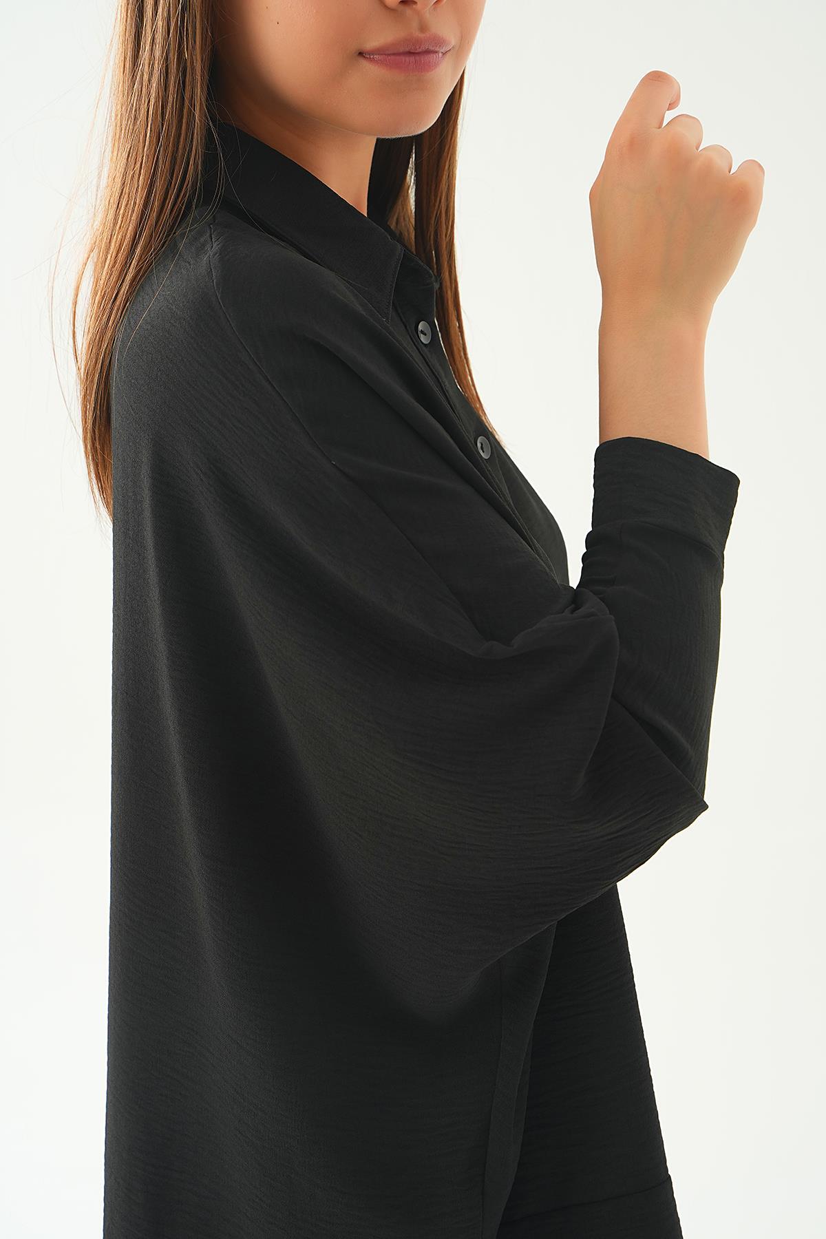 Siyah Etek Parça Detay Pantolon Takım 6775A - 5