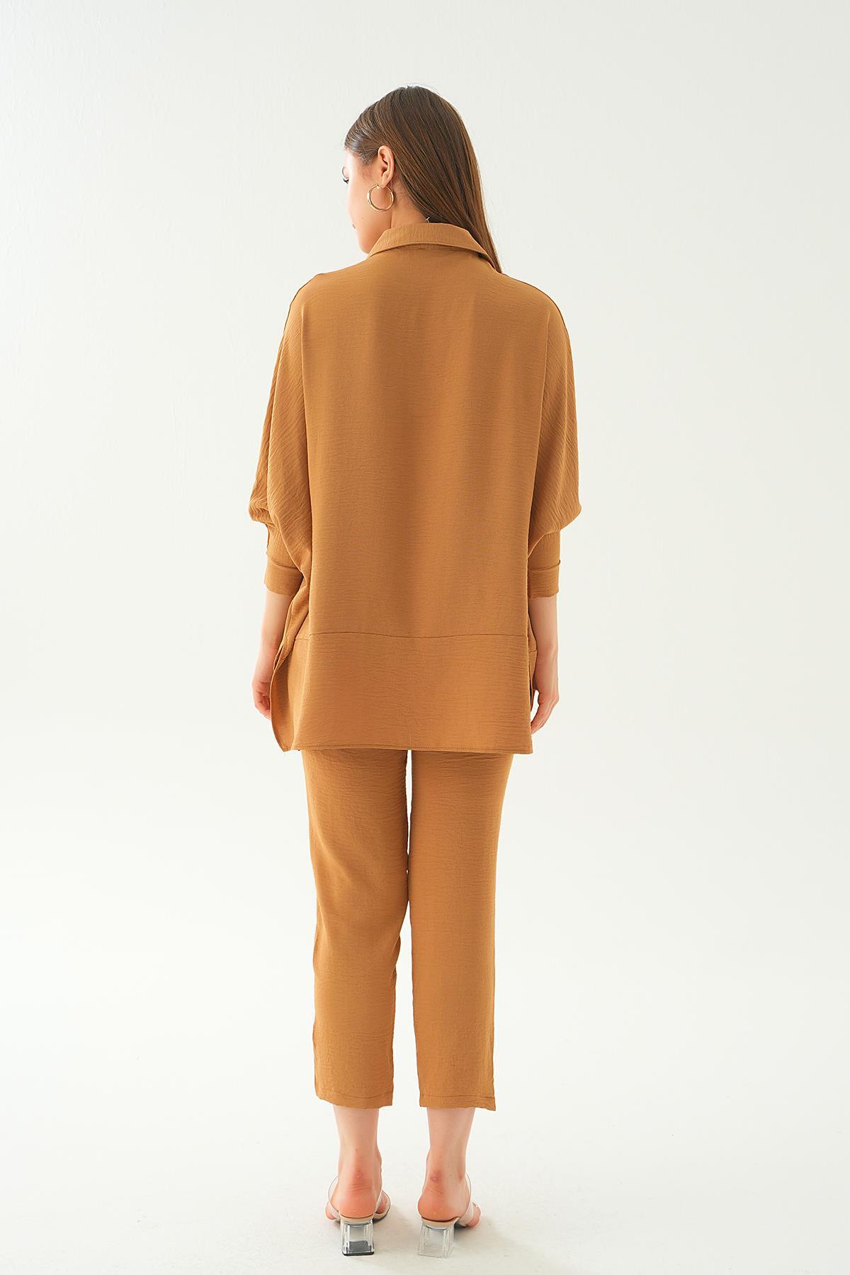 6775A Etek Parça Detay Pantolon Takım Vizon - 4