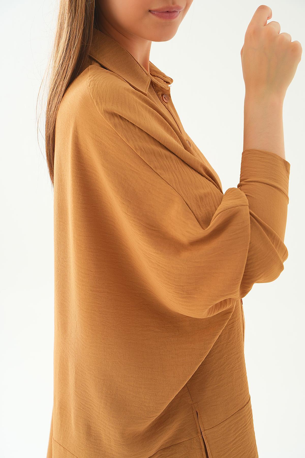 6775A Etek Parça Detay Pantolon Takım Vizon - 5