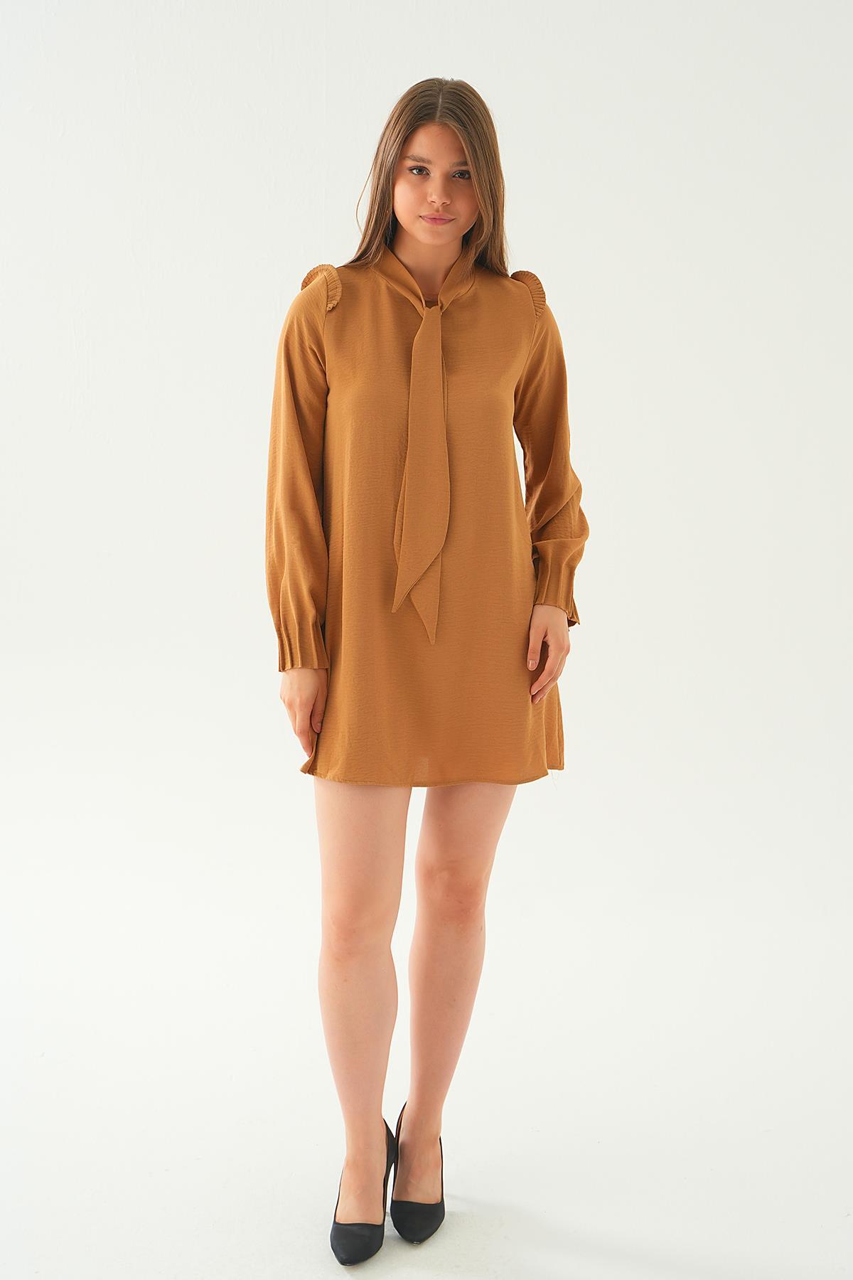 Vizon Omuz Fırfırlı Fiyonklu Tunik 6796A - 2