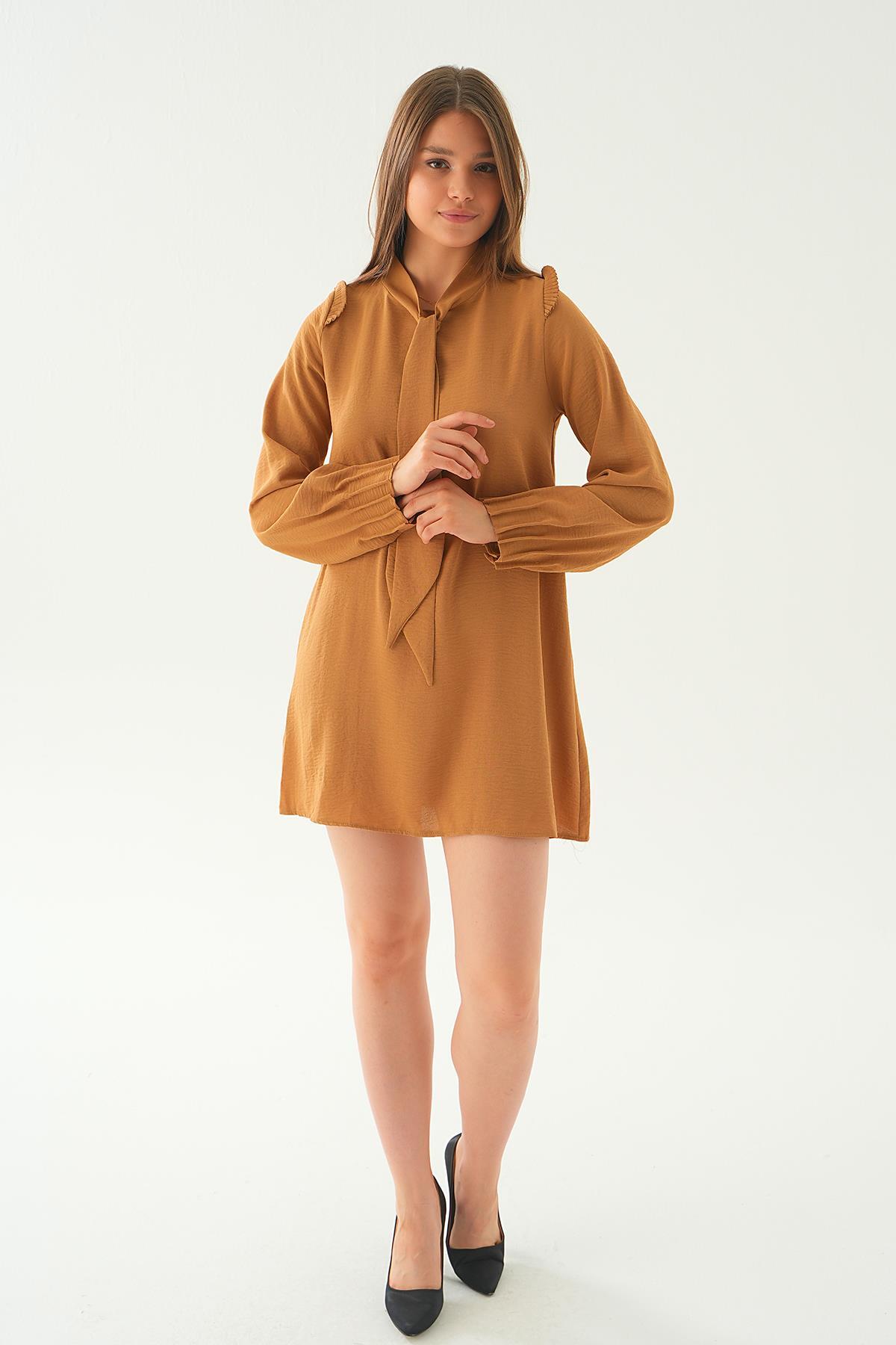 Vizon Omuz Fırfırlı Fiyonklu Tunik 6796A - 3