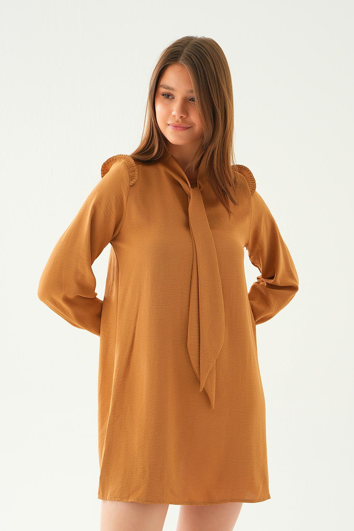 Vizon Omuz Fırfırlı Fiyonklu Tunik 6796A - 4