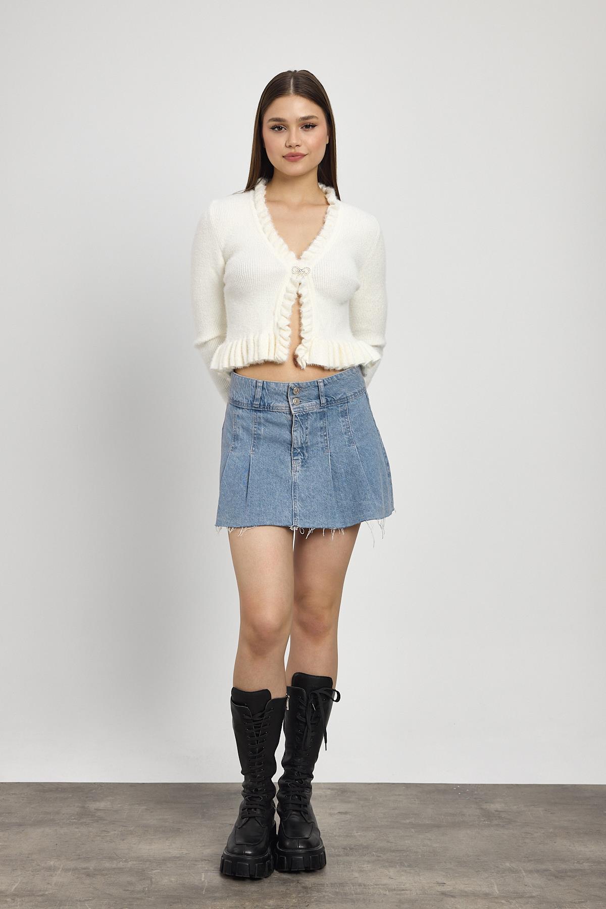 Kemik Etek Fırfır Detay Kısa Hırka 6801 - 2