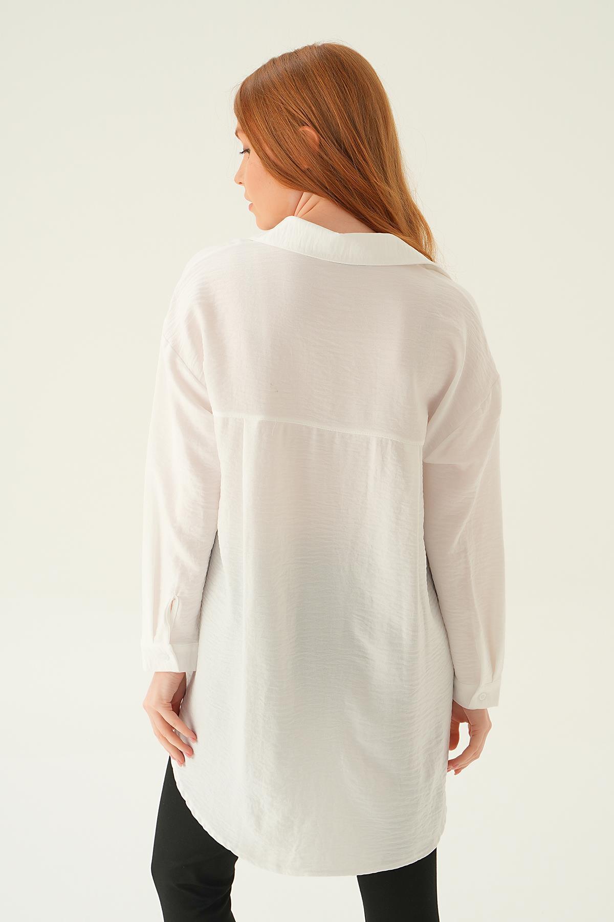 Ekru Önü Düğmeli Gömlek 6803-1 - 4