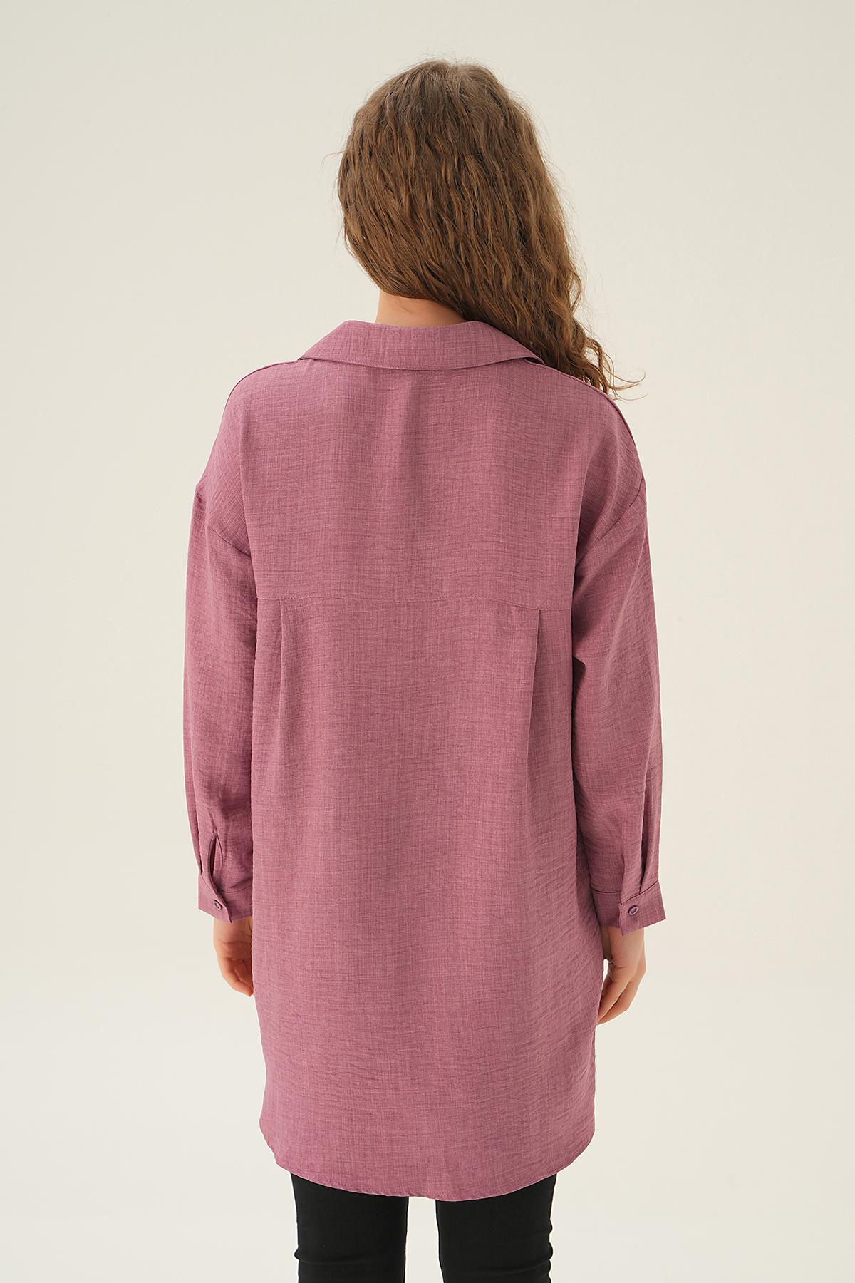 Gül Önü Düğmeli Gömlek 6803-1 - 4