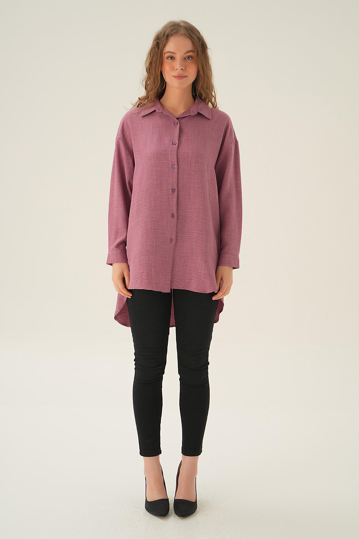 Gül Önü Düğmeli Gömlek 6803-1 - 5