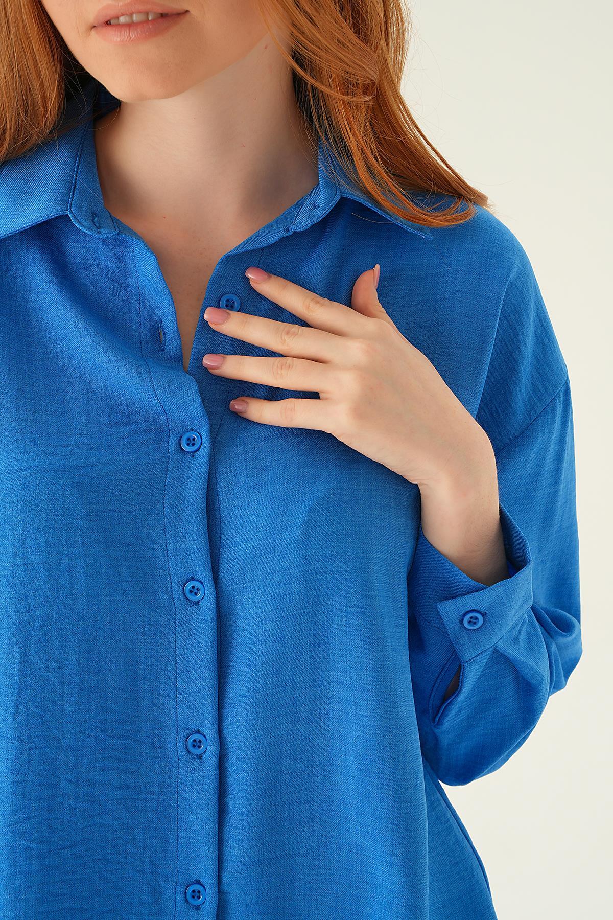 Mavi Önü Düğmeli Gömlek 6803-1 - 6