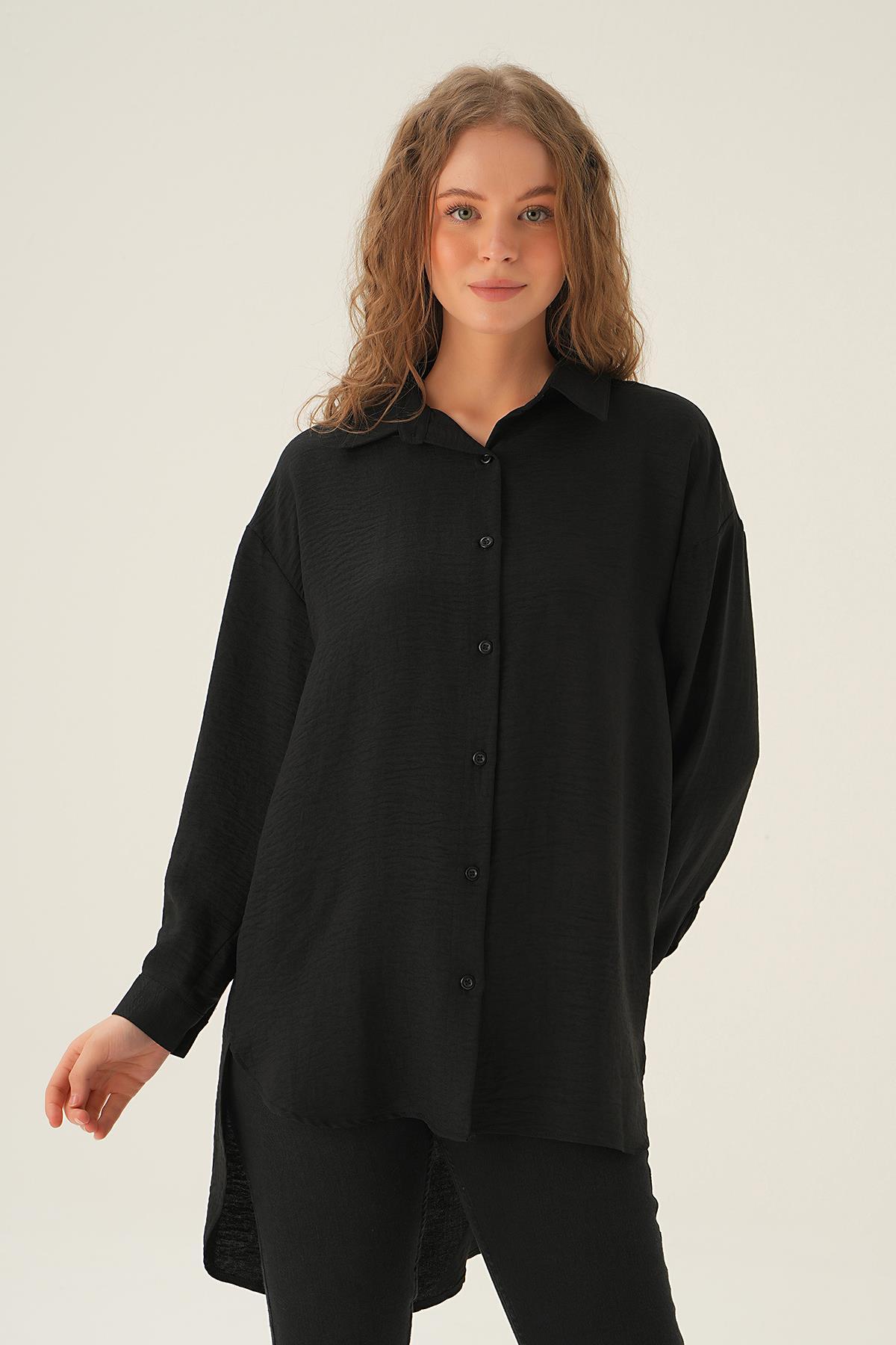 Siyah Önü Düğmeli Gömlek 6803-1 