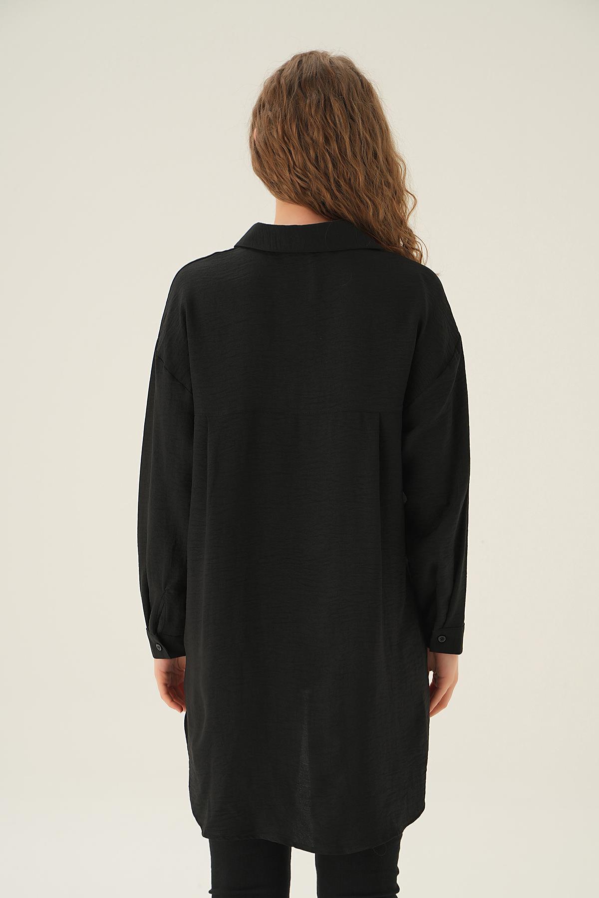 Siyah Önü Düğmeli Gömlek 6803-1 - 4