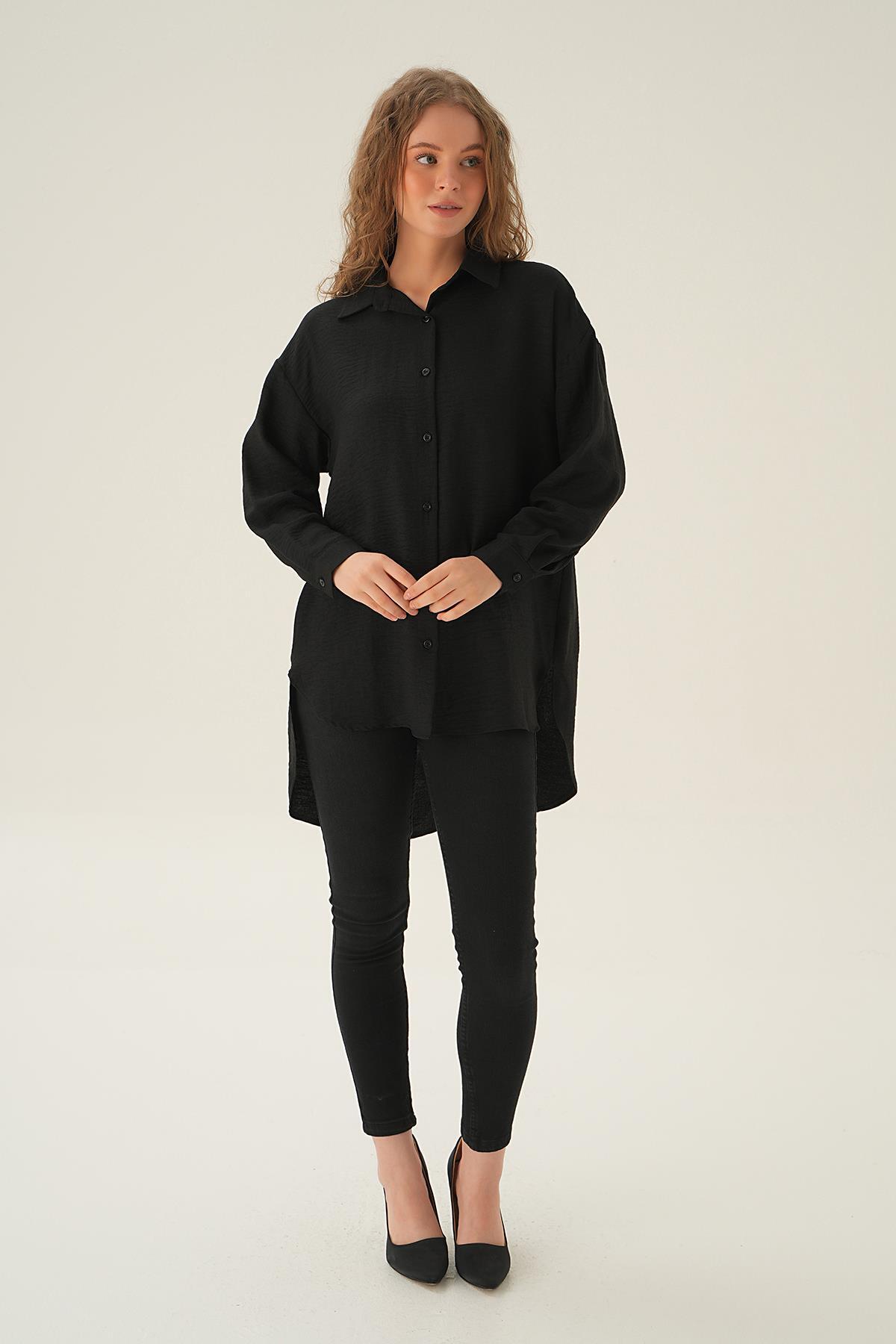 Siyah Önü Düğmeli Gömlek 6803-1 - 6