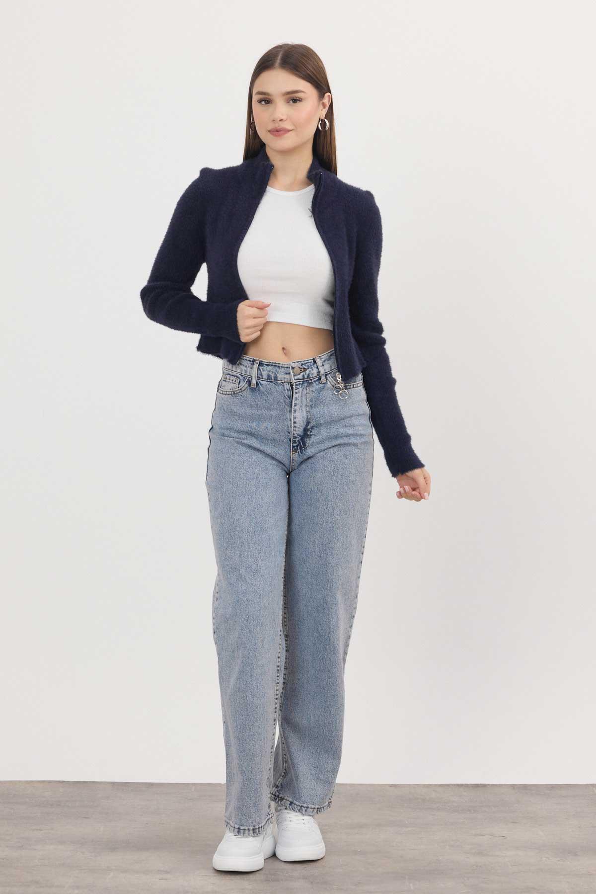 6806 Fermuarlı Kısa Yumoş Hırka Laci - 7