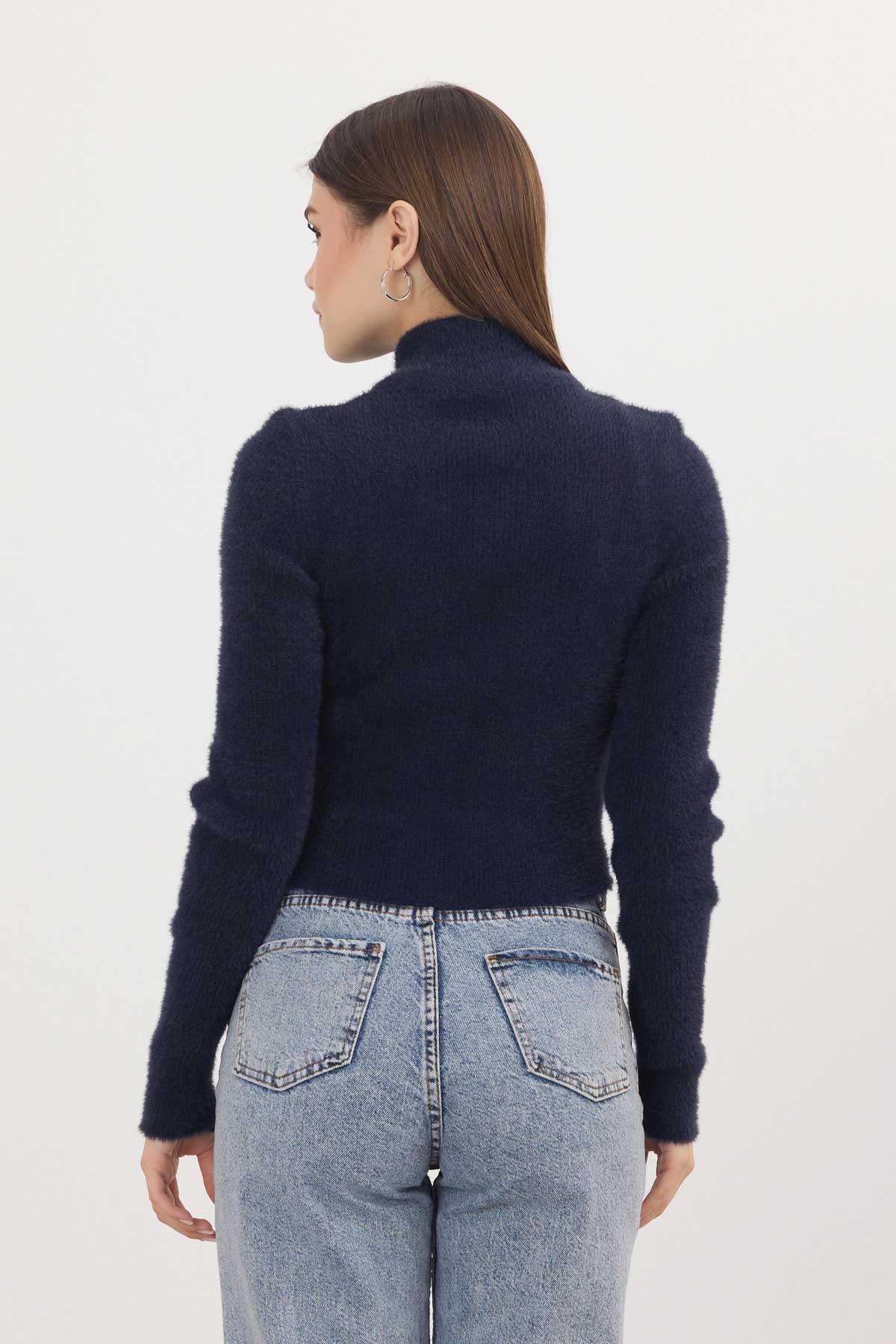 6806 Fermuarlı Kısa Yumoş Hırka Laci - 5