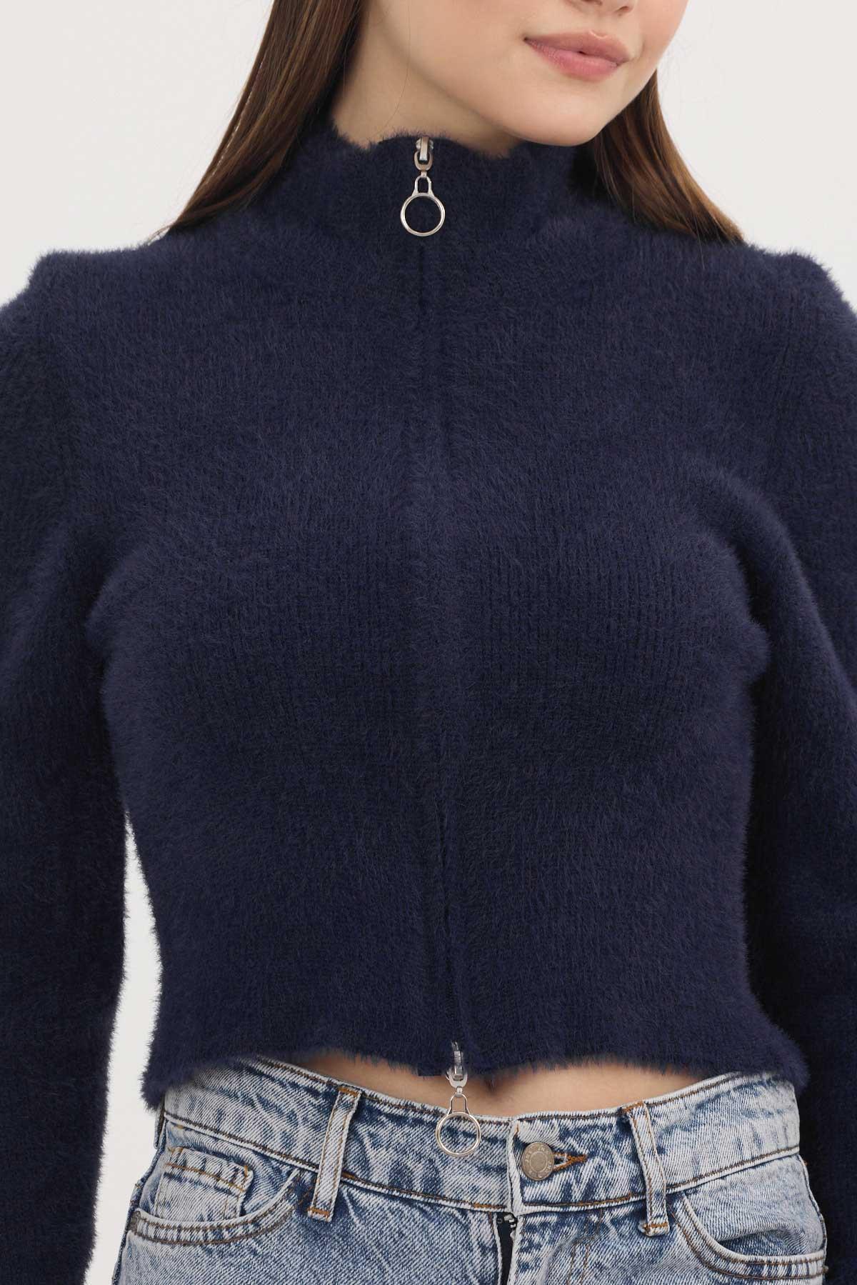 Fermuarlı Kısa Yumoş Hırka 6806 Laci - RAYS