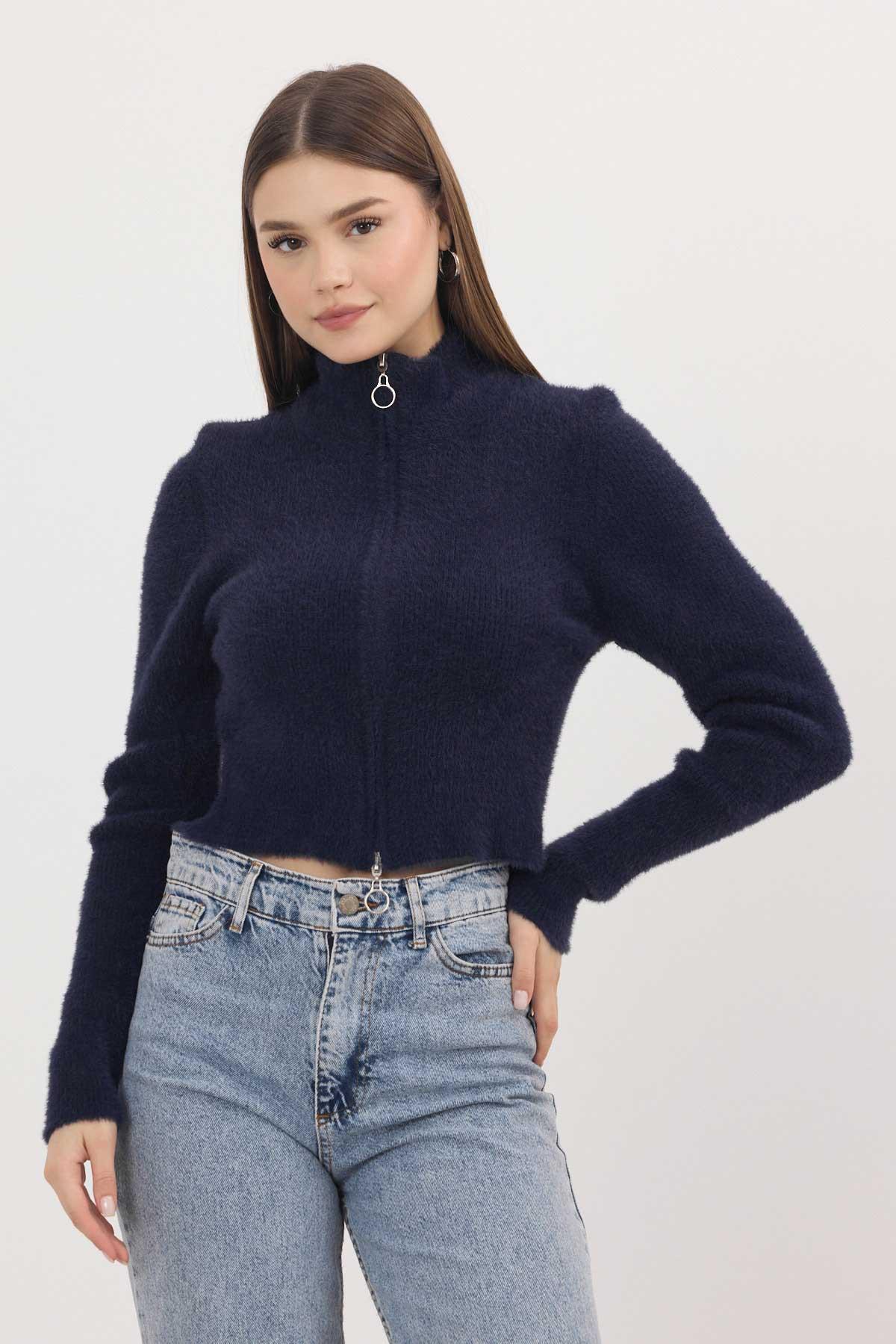 Fermuarlı Kısa Yumoş Hırka 6806 Laci - 8