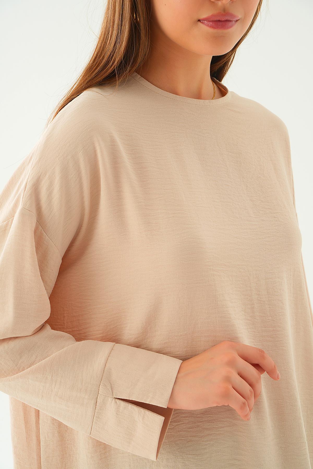 6808A Bisiklet Yaka Tunik Bej - 5