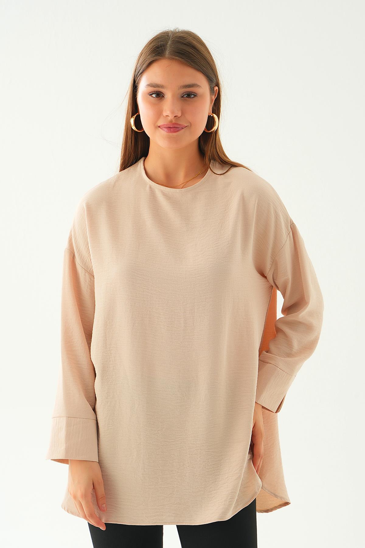 Bej Bisiklet Yaka Tunik 6808A - 1