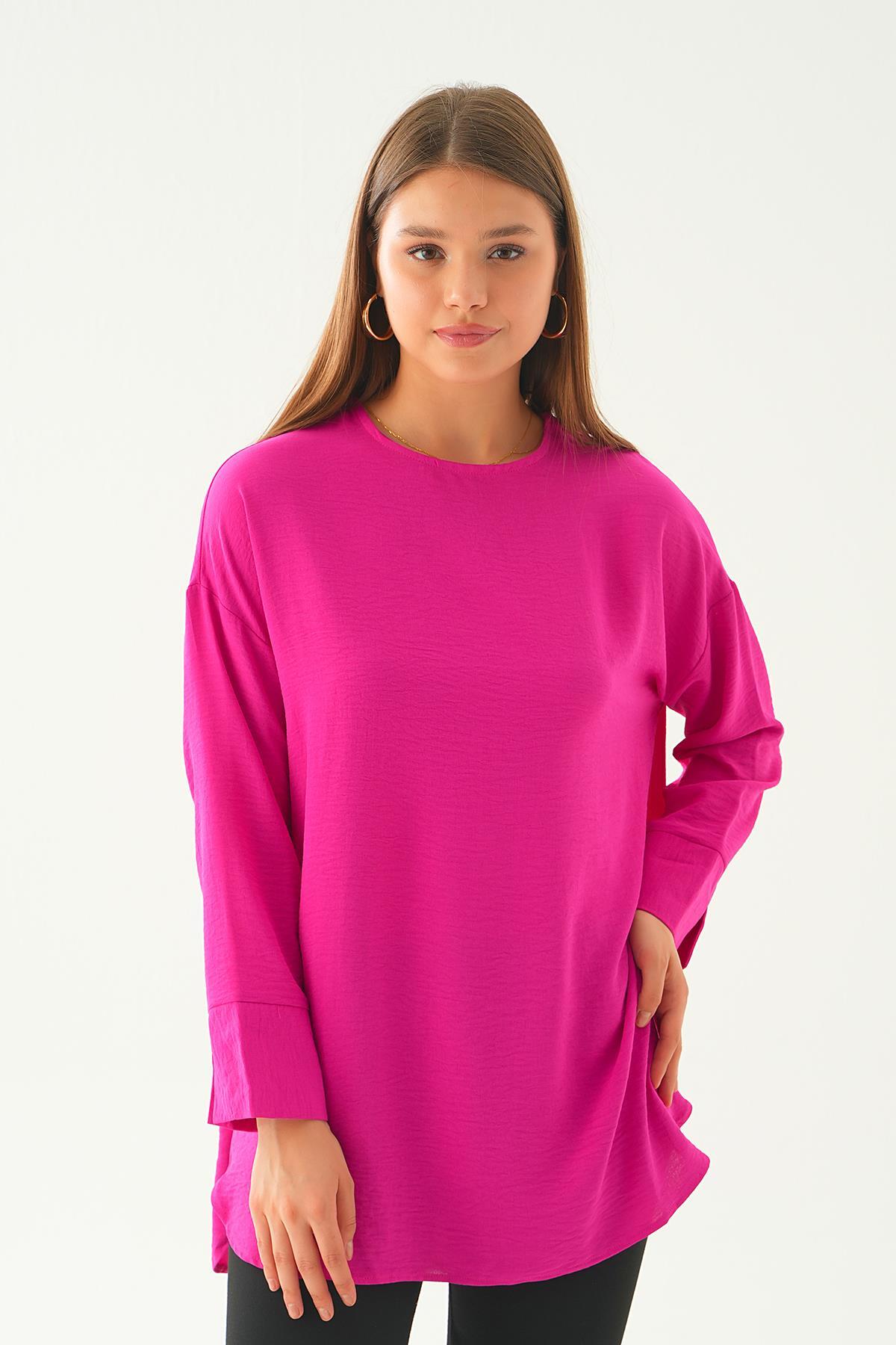 Fuşya Bisiklet Yaka Tunik 6808A - 1