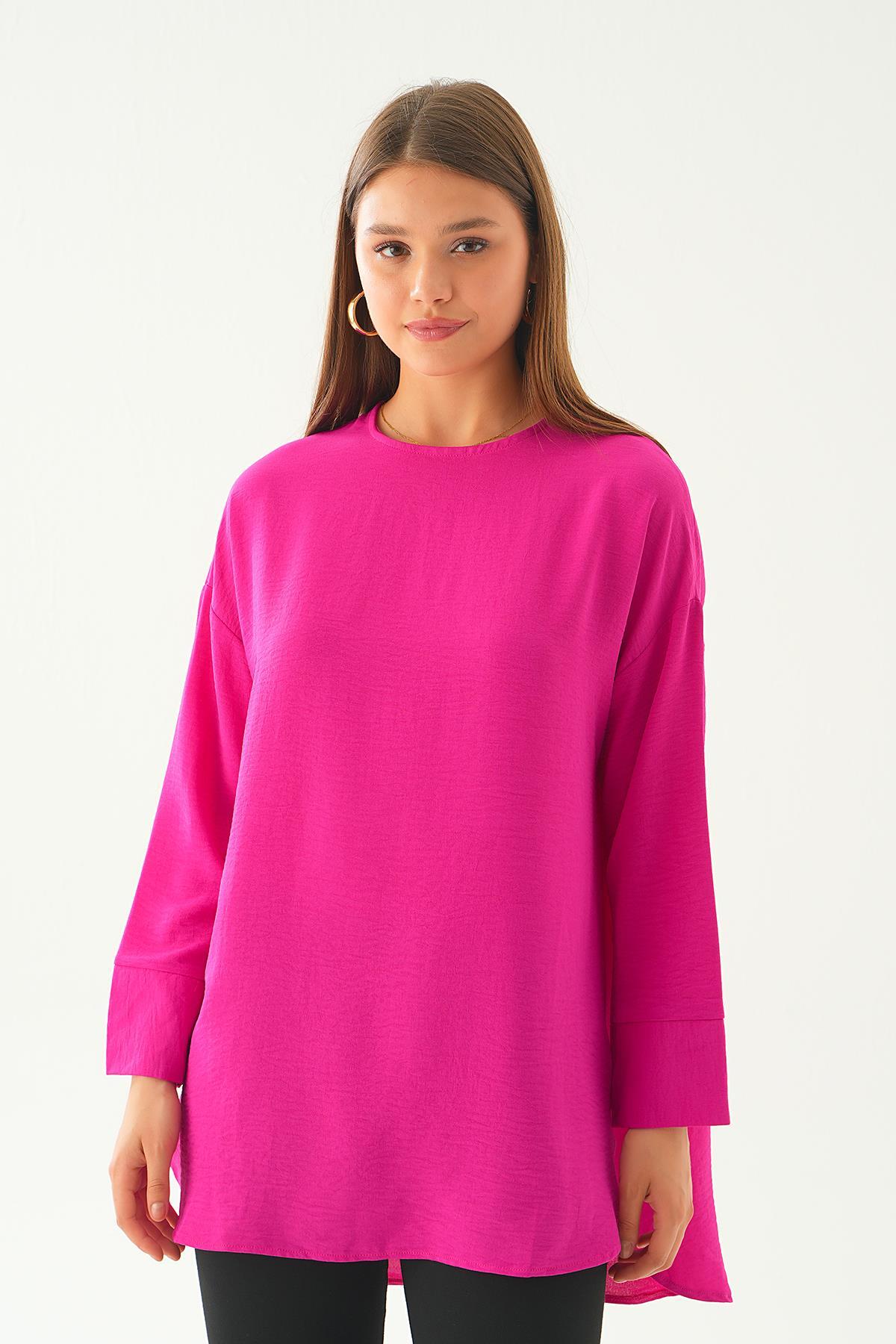 Fuşya Bisiklet Yaka Tunik 6808A - 2