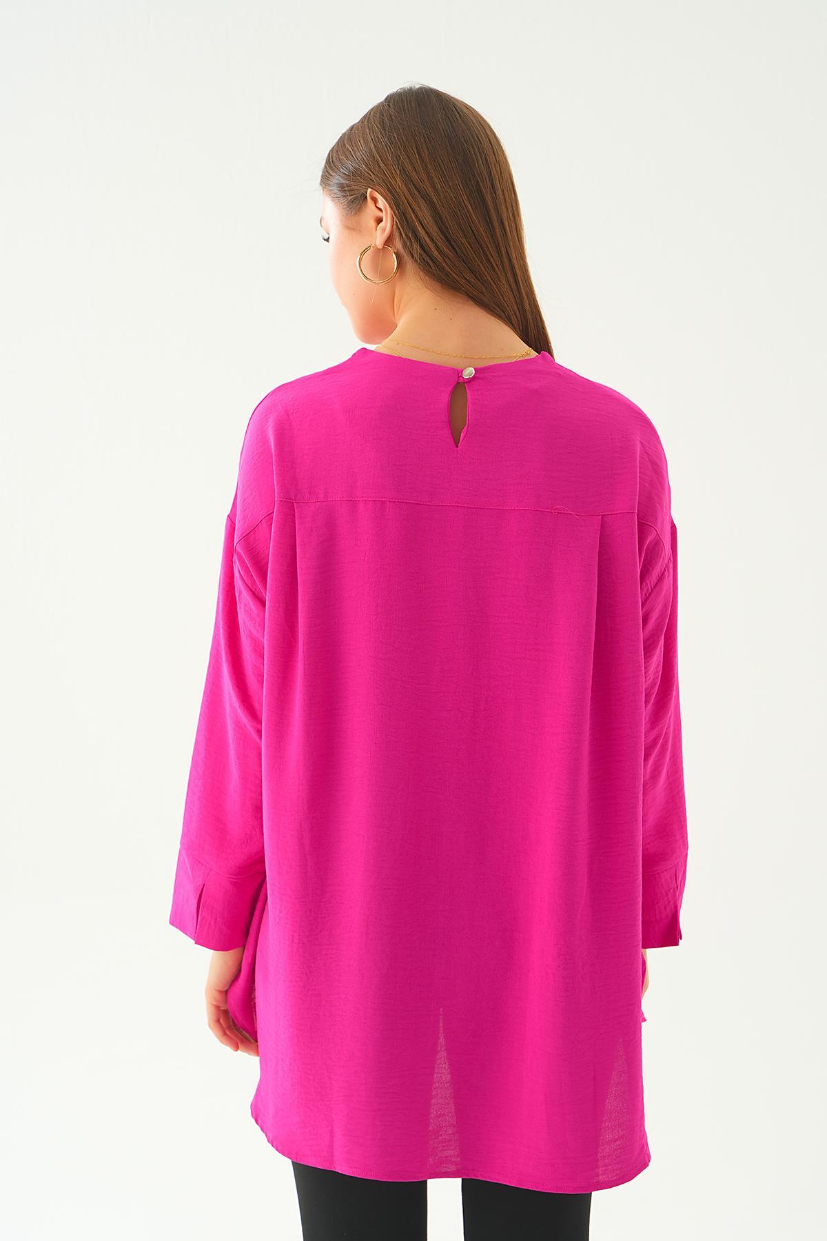 Fuşya Bisiklet Yaka Tunik 6808A - 4