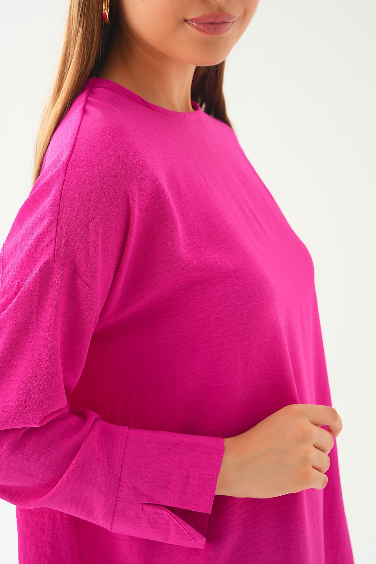 Fuşya Bisiklet Yaka Tunik 6808A - 5