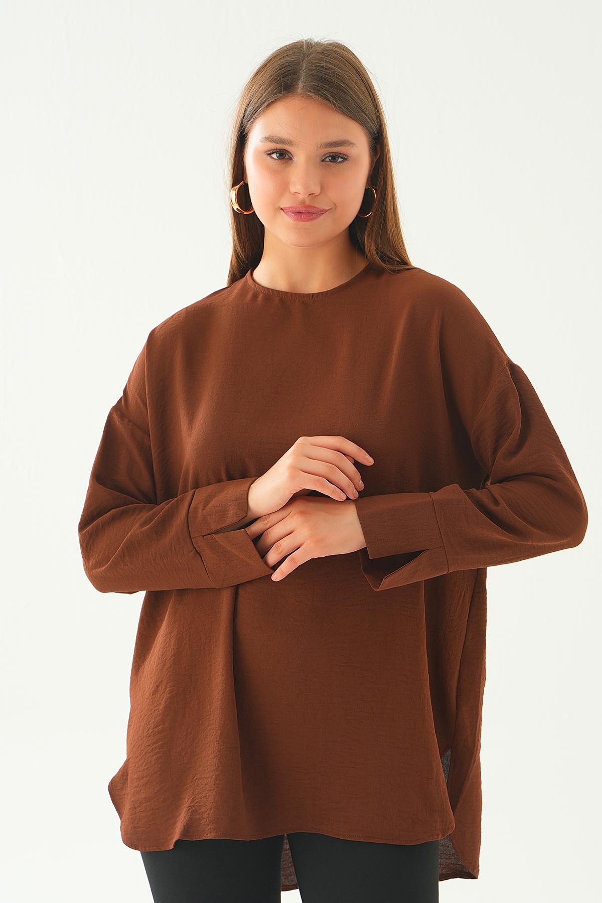 Kahve Bisiklet Yaka Tunik 6808A - 1